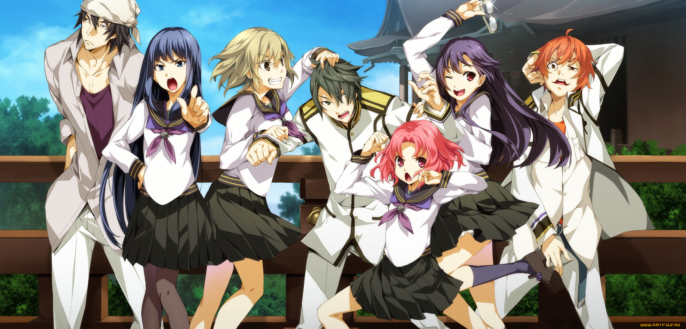 аниме, sousyu, sensinkan-gakuen, hachimyoujin, персонажи, девушки, парни, sousyu, sensinkan-gakuen, hachimyoujin