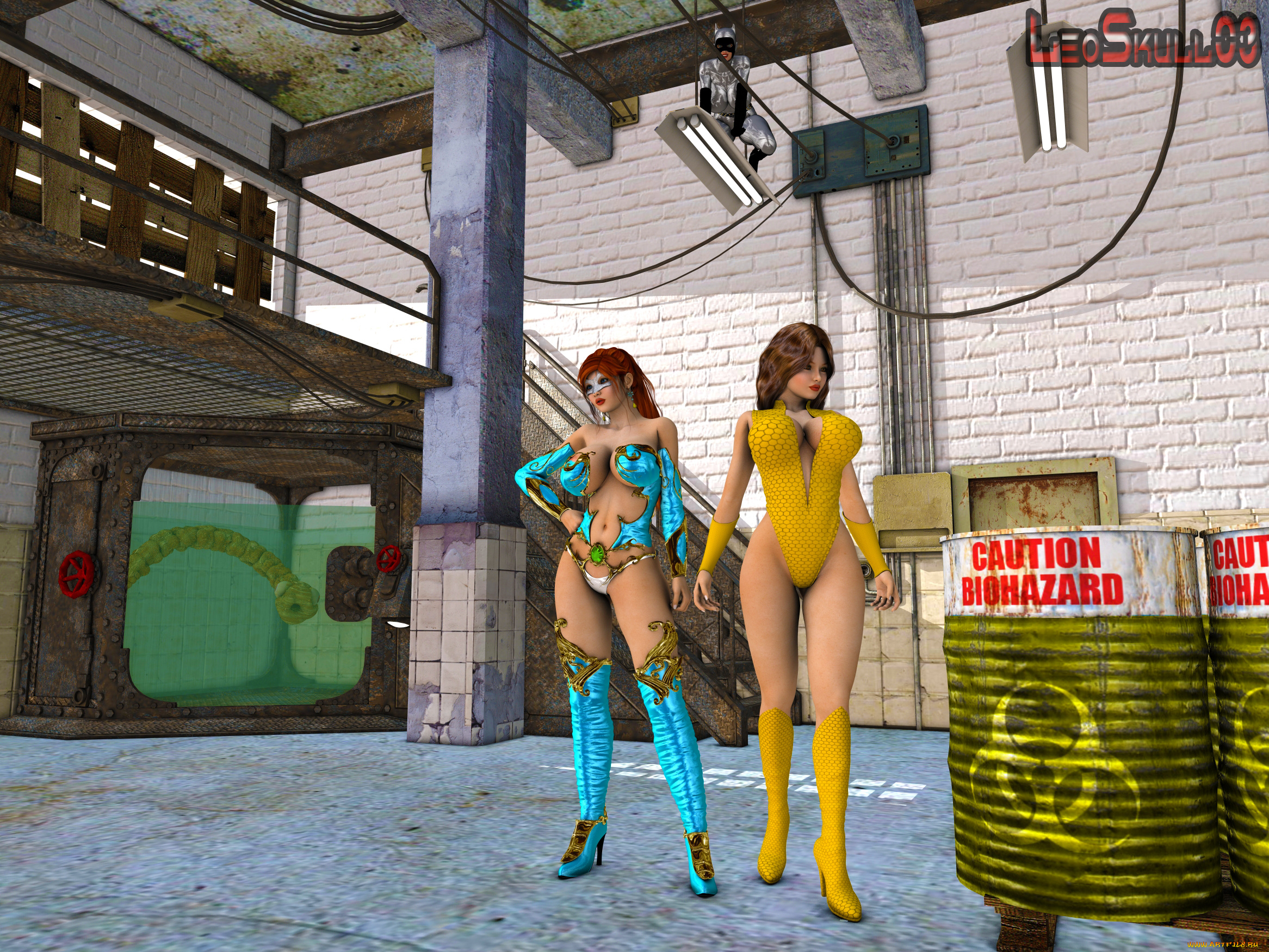 3д, графика, люди, , people, взгляд, девушки, двор