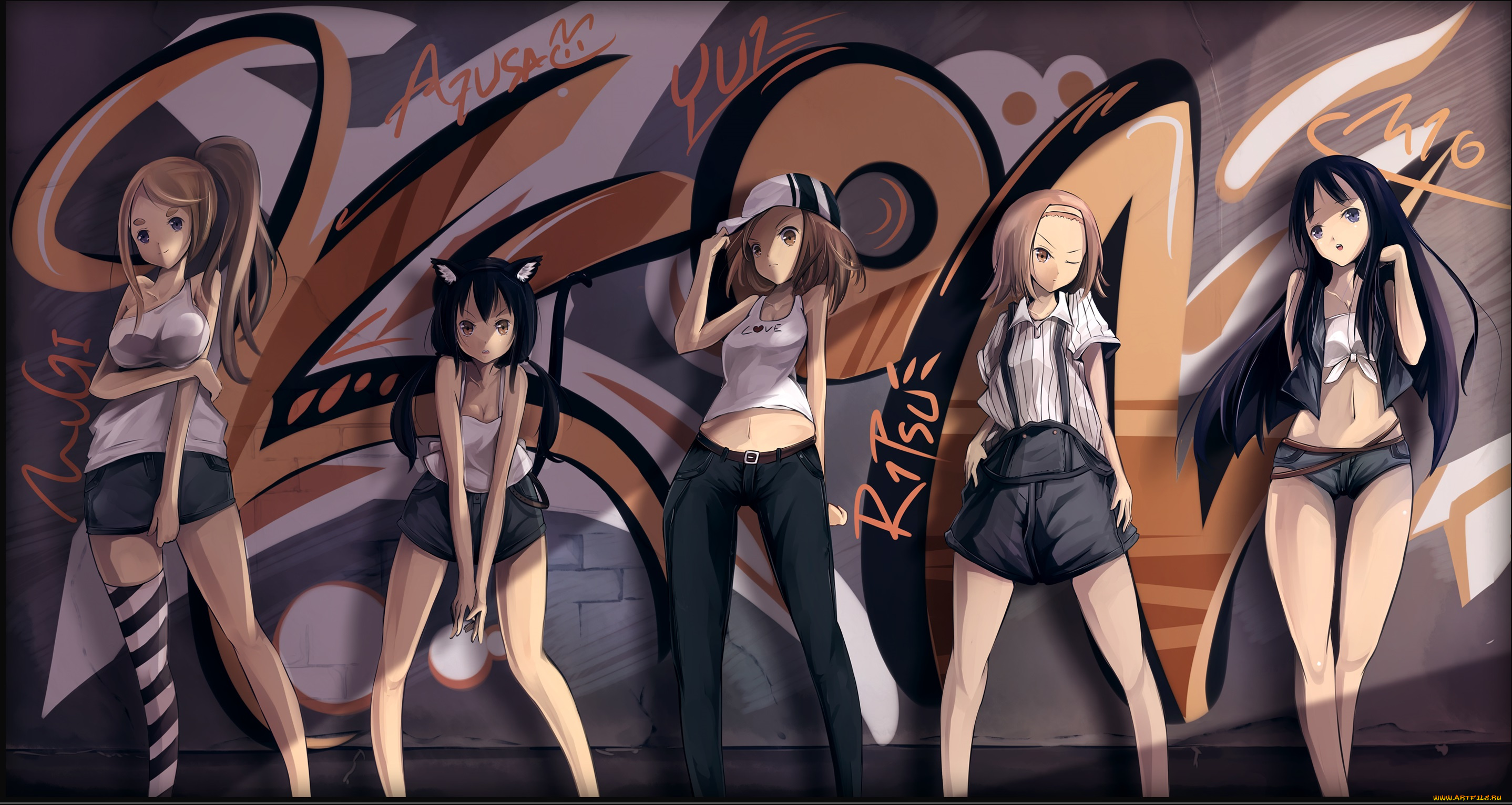 аниме, k-on, akiyama, mio, hirasawa, yui, kotobuki, tsumugi, nakano, azusa, tainaka, ritsu, oyeung, арт, девушки