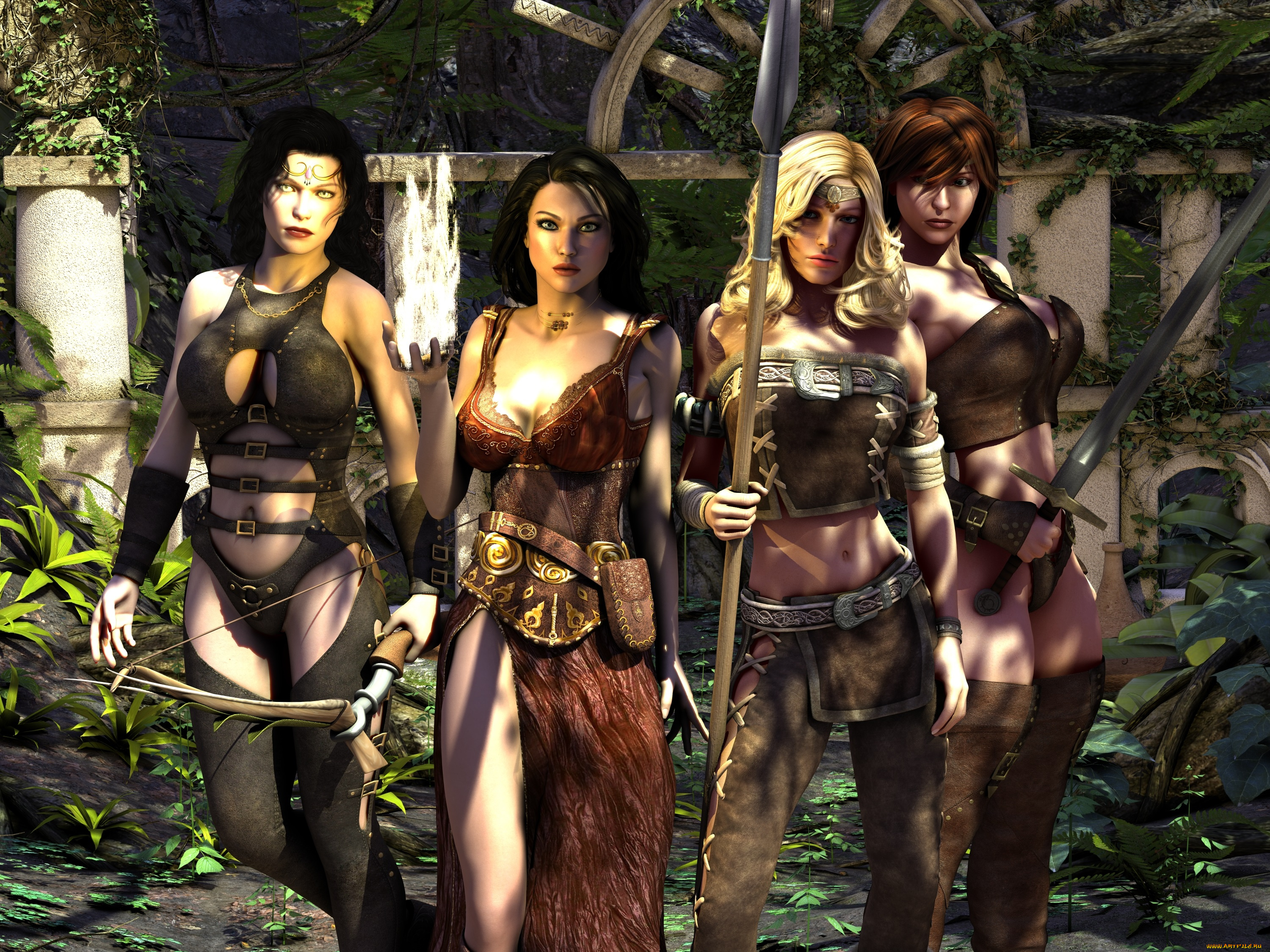 3д, графика, фантазия, , fantasy, фон, девушка, взгляд