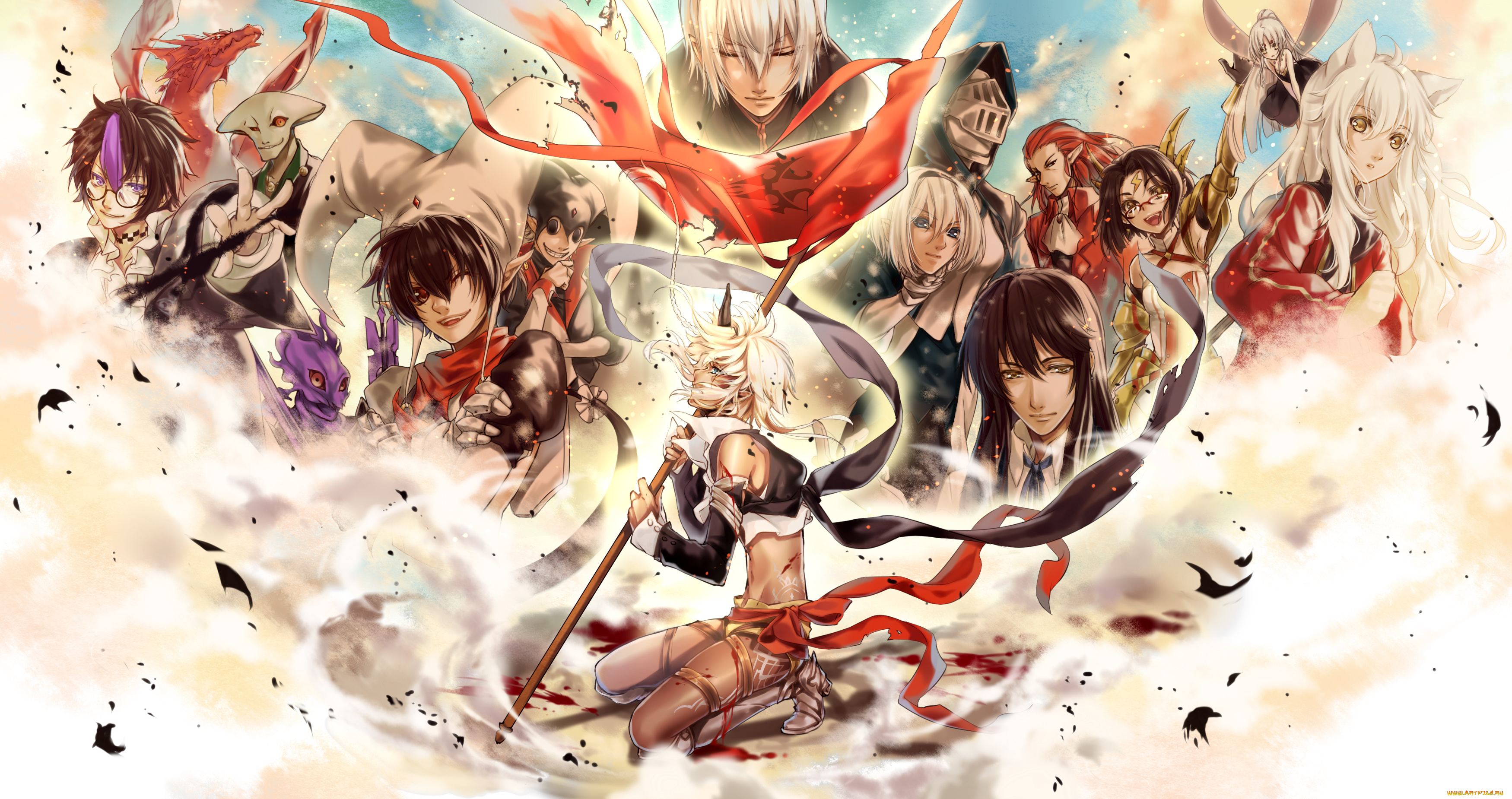 аниме, pixiv, fantasia, kingchenxi, арт, парни, существа, девушки, персонажи