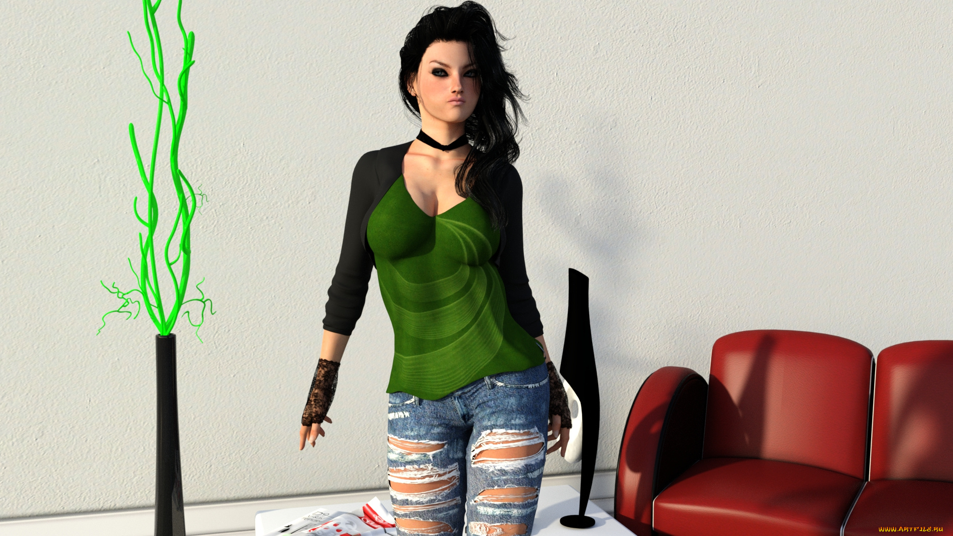 3д, графика, люди, , people, девушка, взгляд, фон