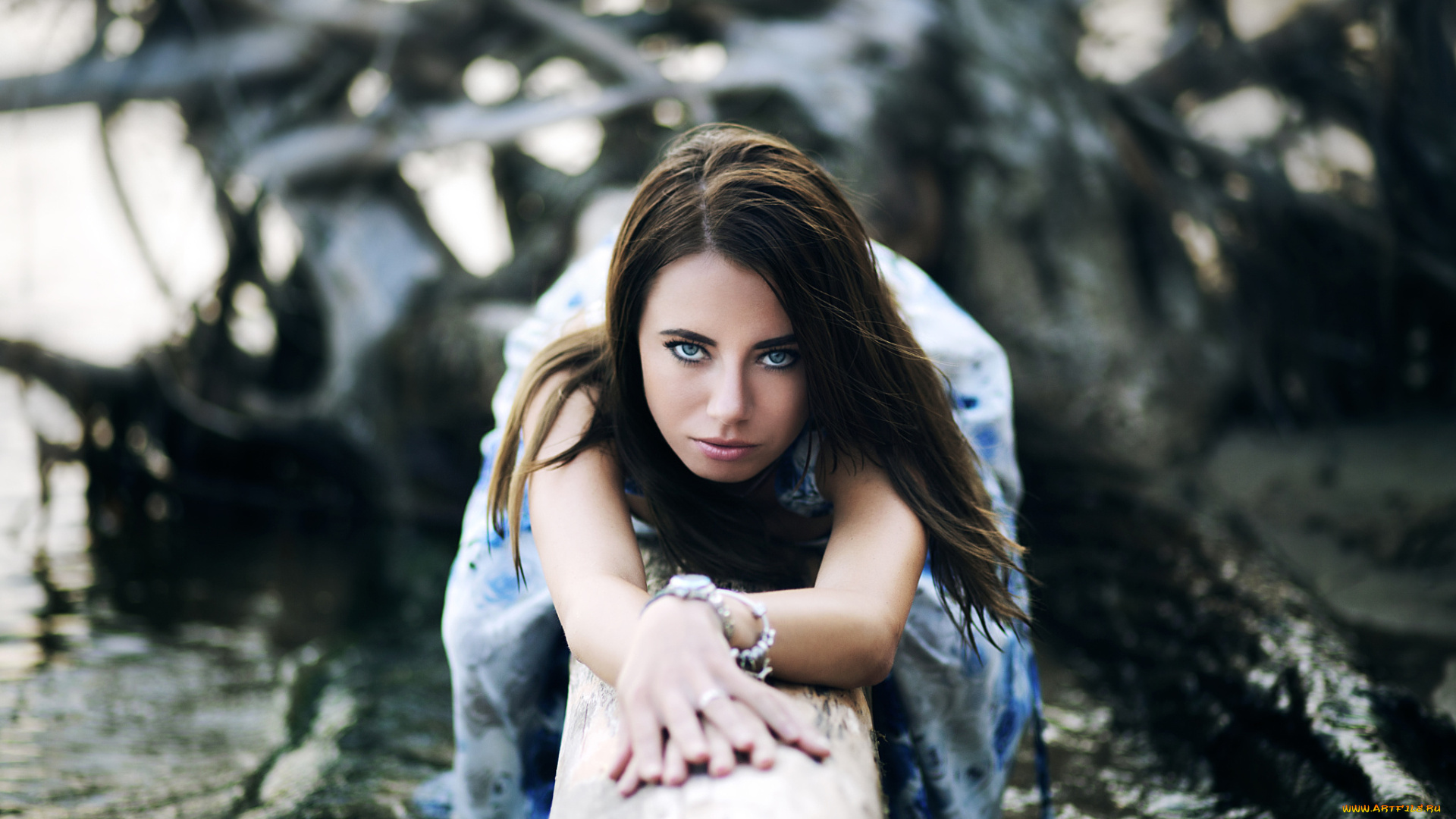 девушки, -unsort, , брюнетки, , шатенки, вода, бревно, платье, взгляд, брюнетка, девушка, олег, волошин, oleg, volosuhin