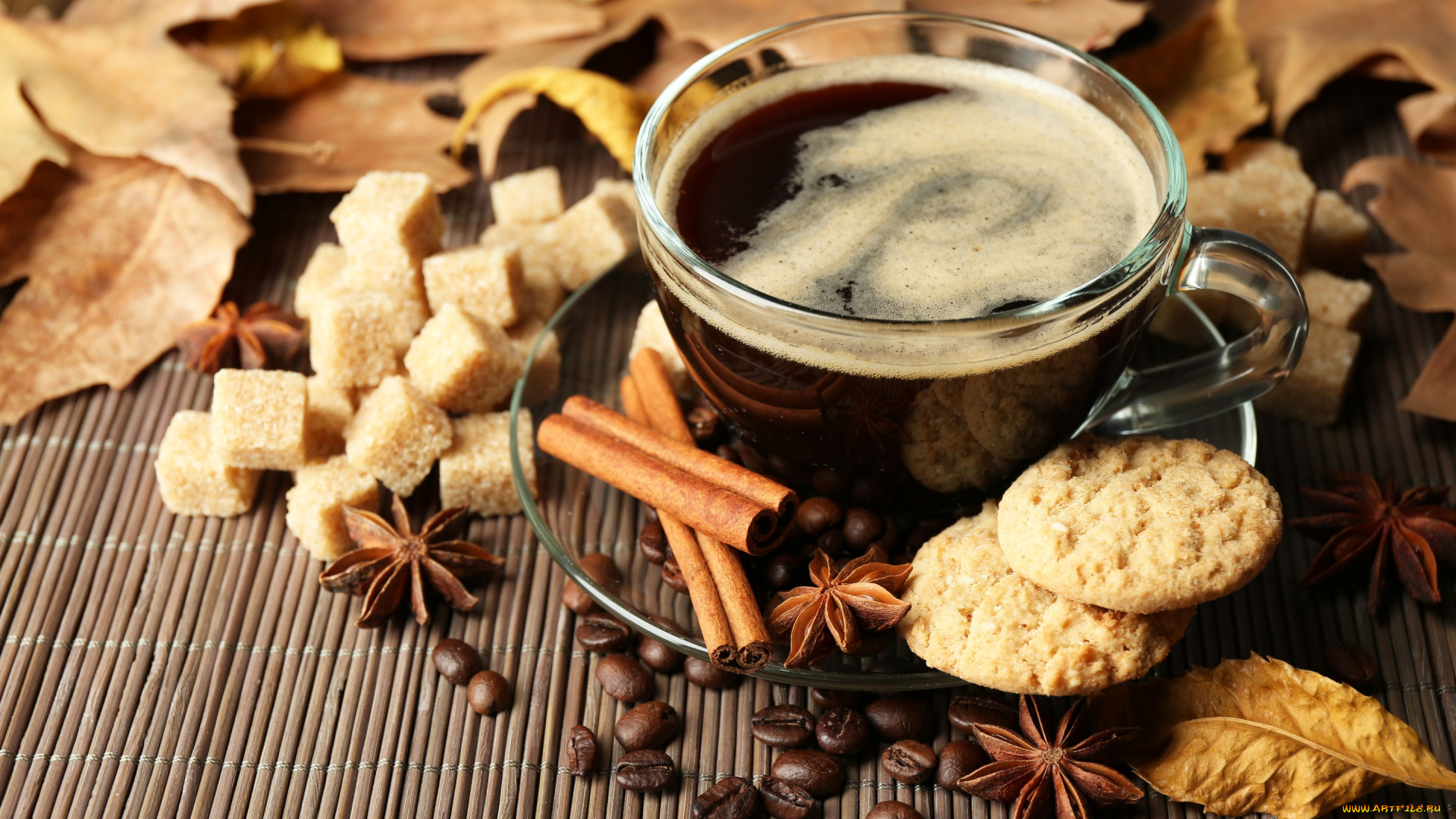 еда, кофе, , кофейные, зёрна, leaves, hot, листья, cup, coffee, autumn, шарф, чашка, печенье, корица, осень