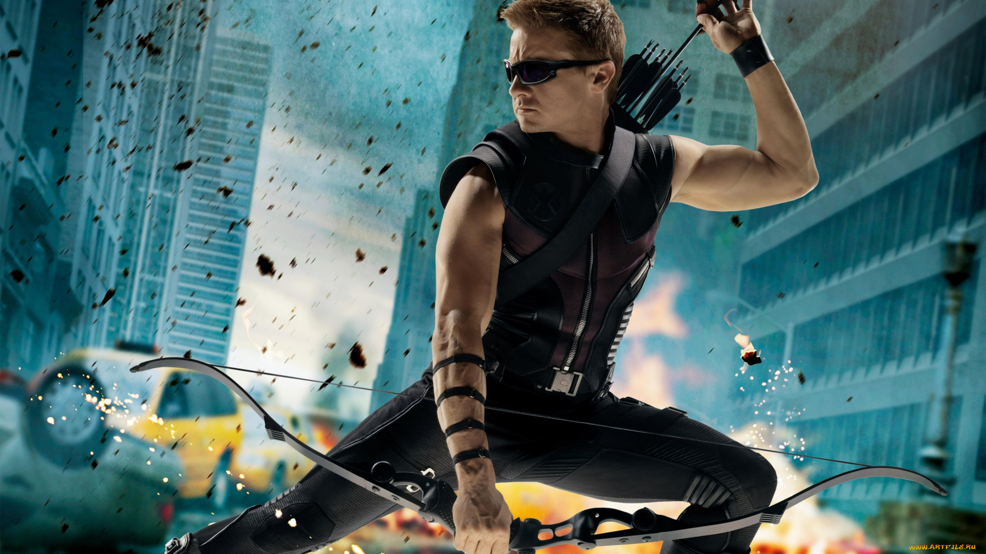 кино, фильмы, the, avengers, комикс, постер, стрелы, jeremy, renner, the, avengers, мстители, лук, очки, костюм, лучник, hawkeye, marvel, фантастика, джереми, реннер, clint, barton