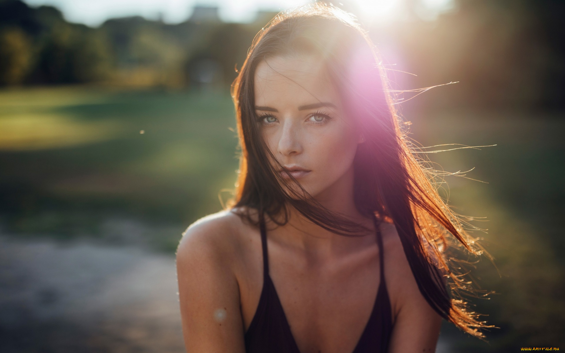 девушки, -unsort, , брюнетки, , шатенки, брюнетка, взгляд, майка, свет