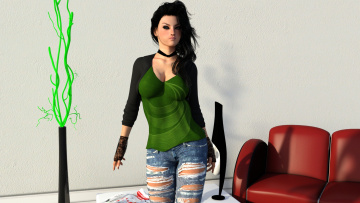 Картинка 3д+графика люди+ people девушка взгляд фон