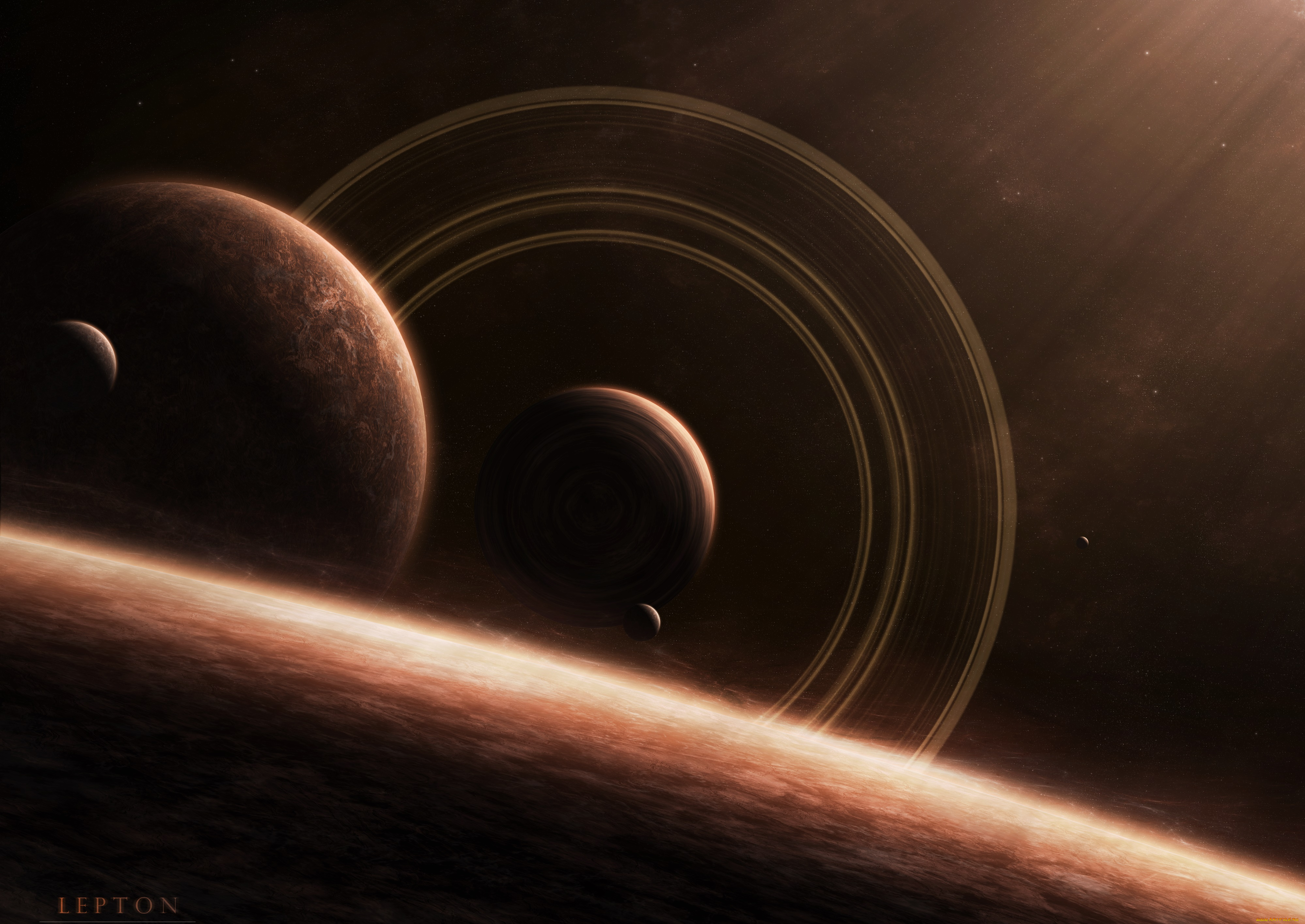 космос, арт, планеты, галактика, вселенная, звезды