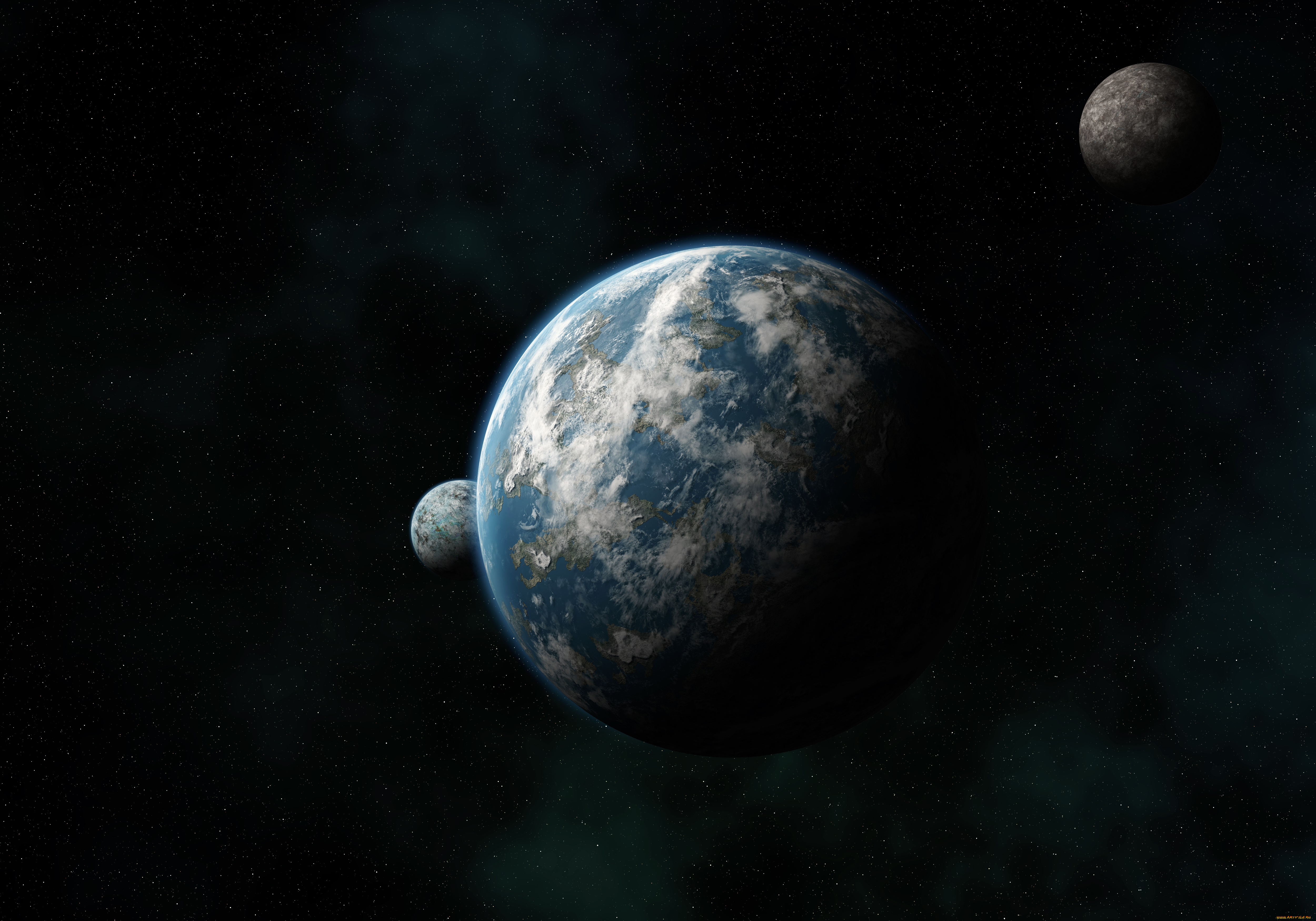 космос, арт, галактика, вселенная, звезды, планеты