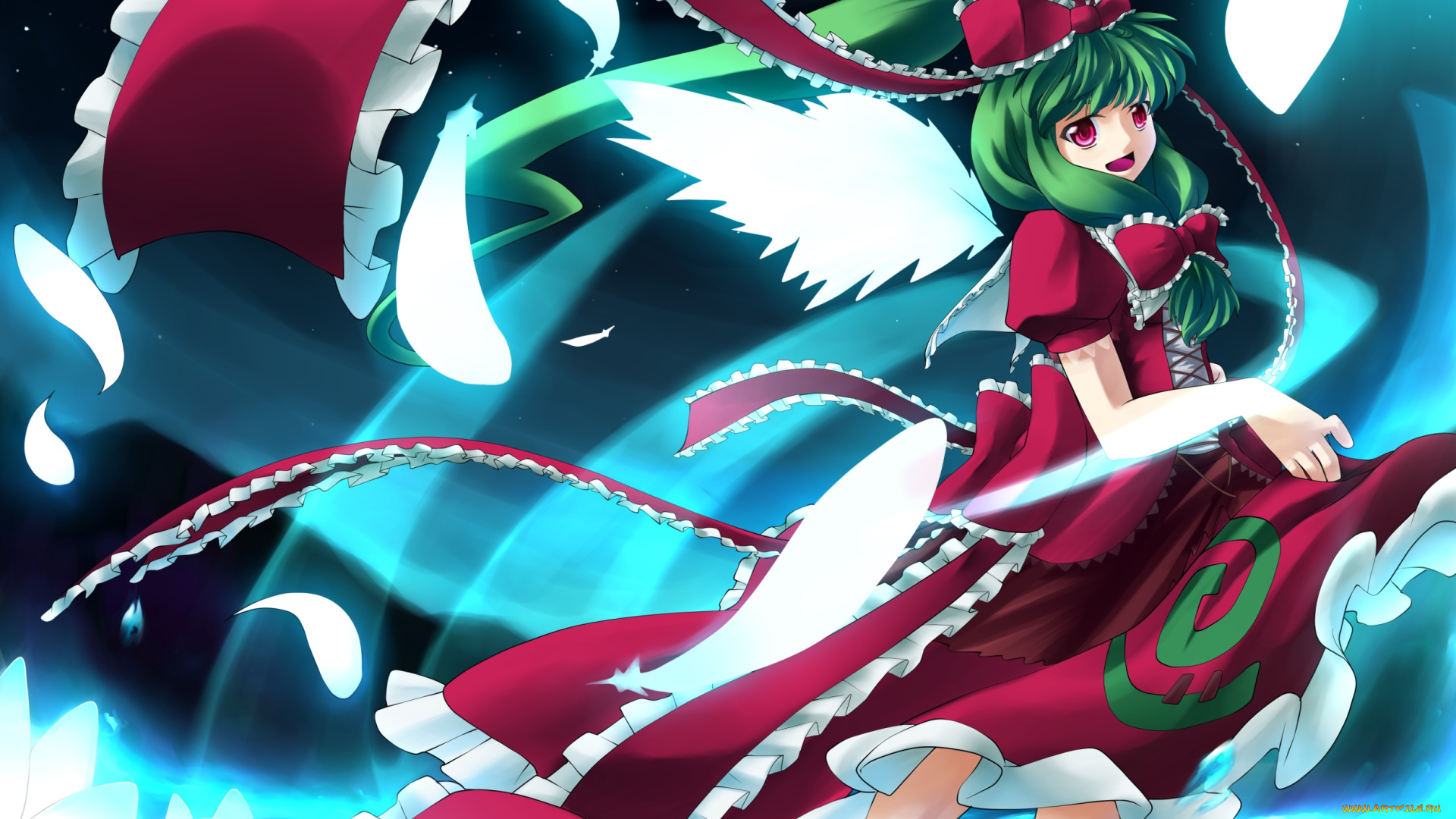 аниме, touhou, девушка, взгляд, фон