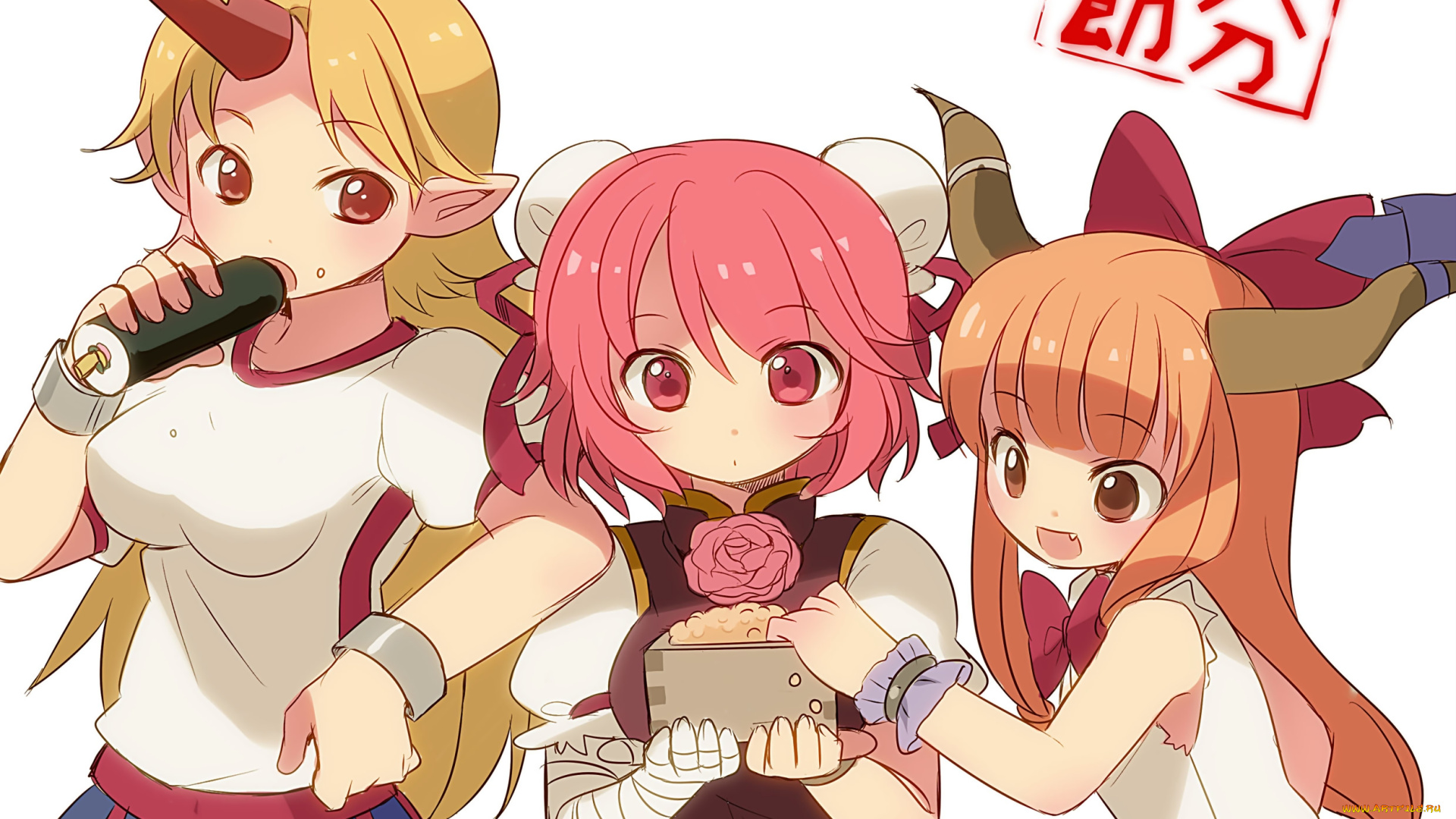 аниме, touhou, девушки, взгляд, фон