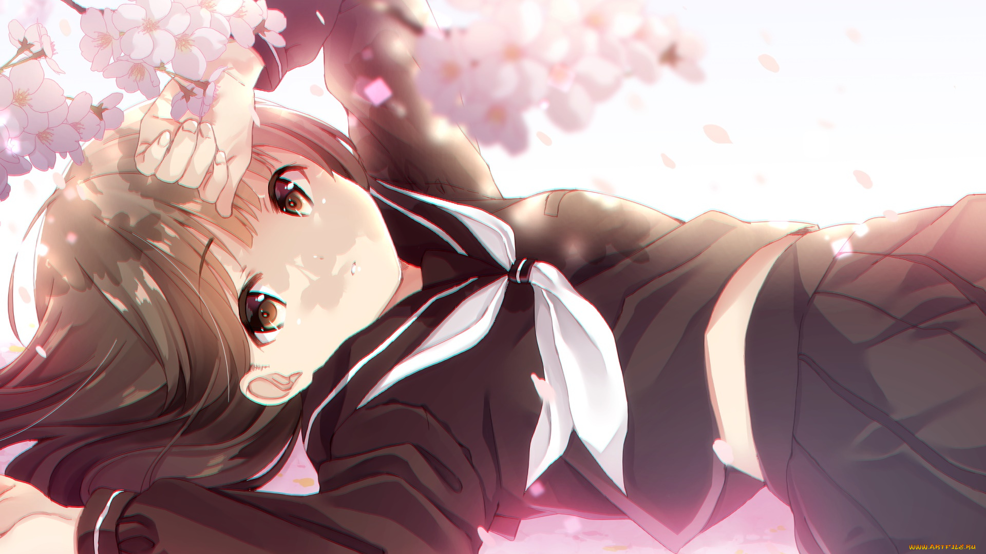 аниме, unknown, , другое, девушка, взгляд, фон