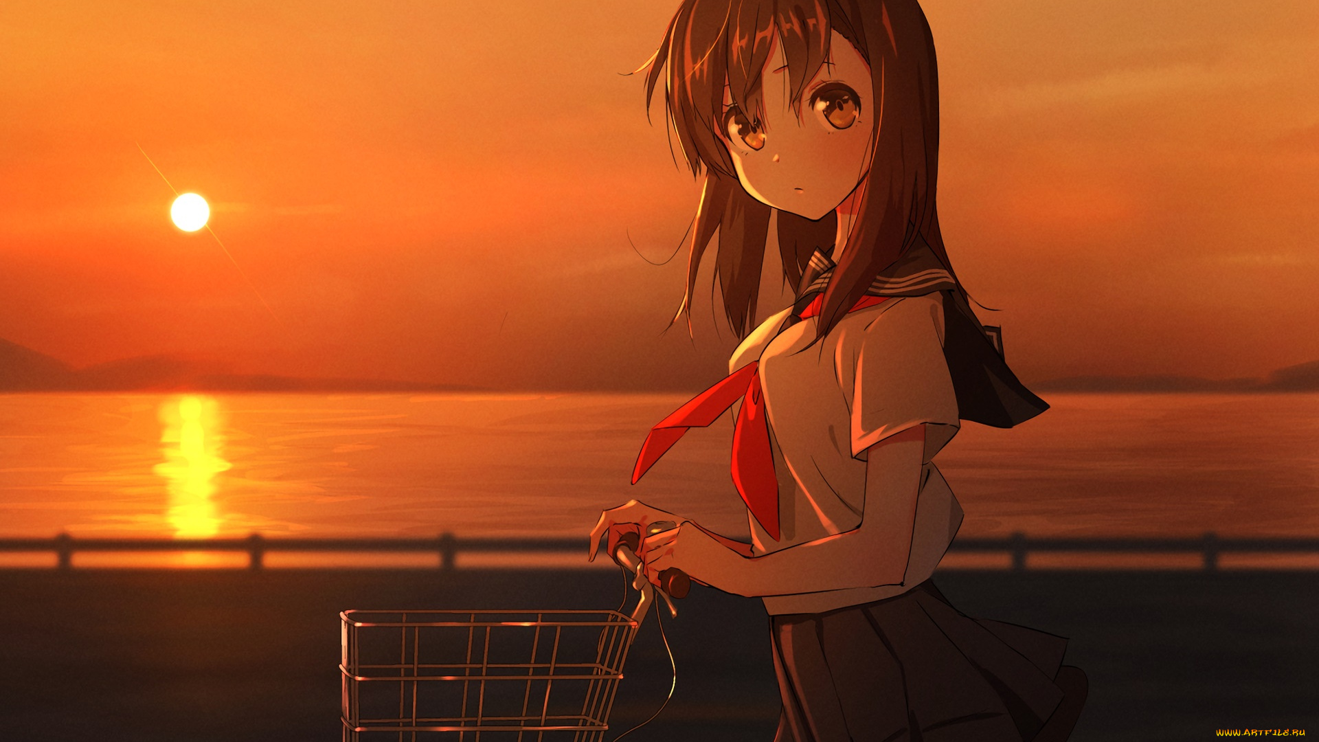 аниме, unknown, , другое, фон, девушка, взгляд