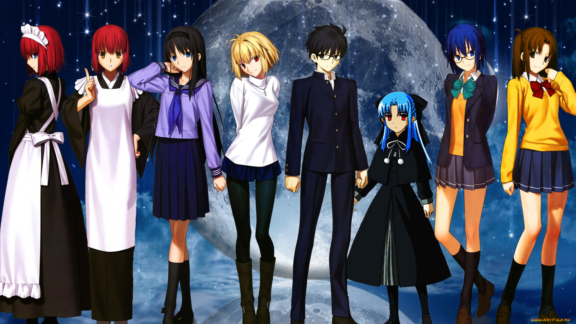 аниме, unknown, , другое, kagetsu, tohya, tohno, shiki, yumizuka, satsuki, sucubus, girls, game, ciel, tsukihime, akiha, visual, novel, arcueid, brunestud, hisui, kohaku, type-moon, len