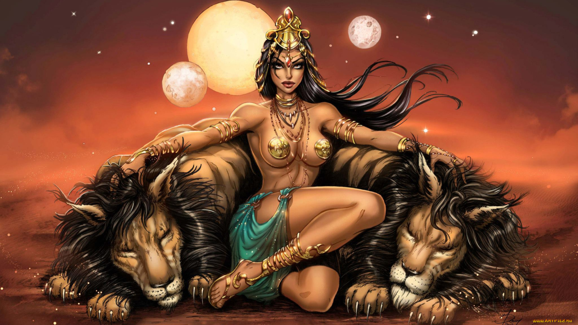 фэнтези, красавицы, и, чудовища, восток, арт, девушка, зверь