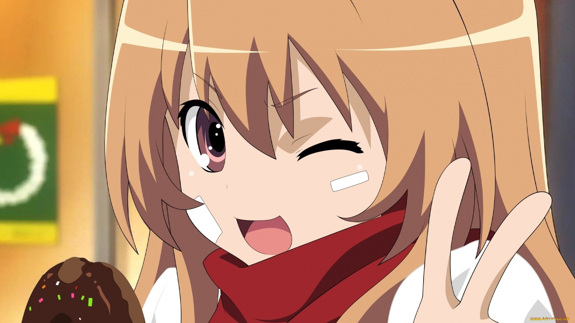 toradora, аниме, девушка, взгляд, фон