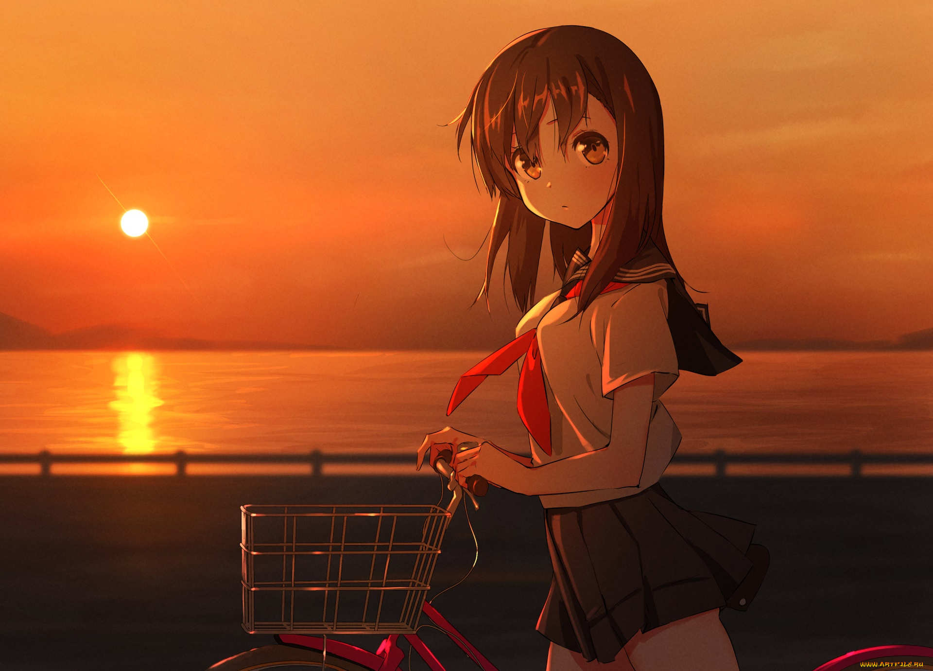 аниме, unknown, , другое, фон, девушка, взгляд