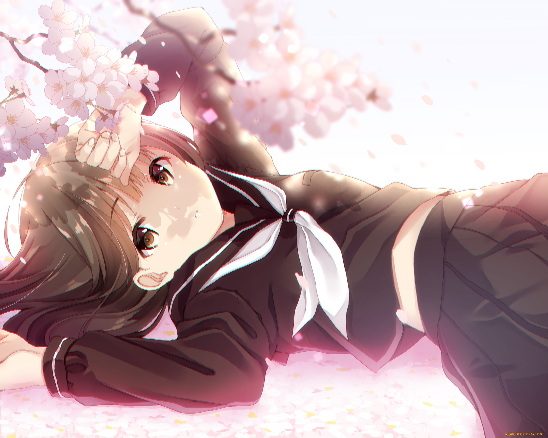 аниме, unknown, , другое, девушка, взгляд, фон