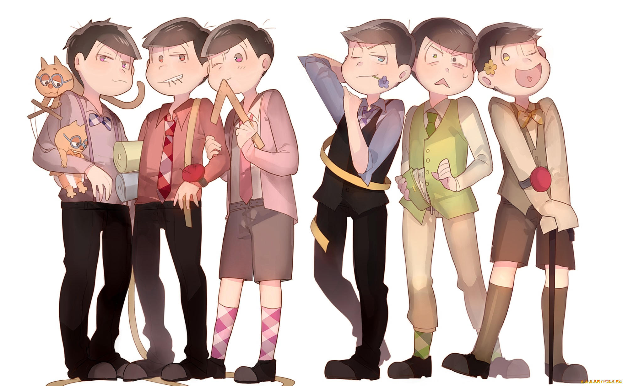 аниме, osomatsu-san, мальчики