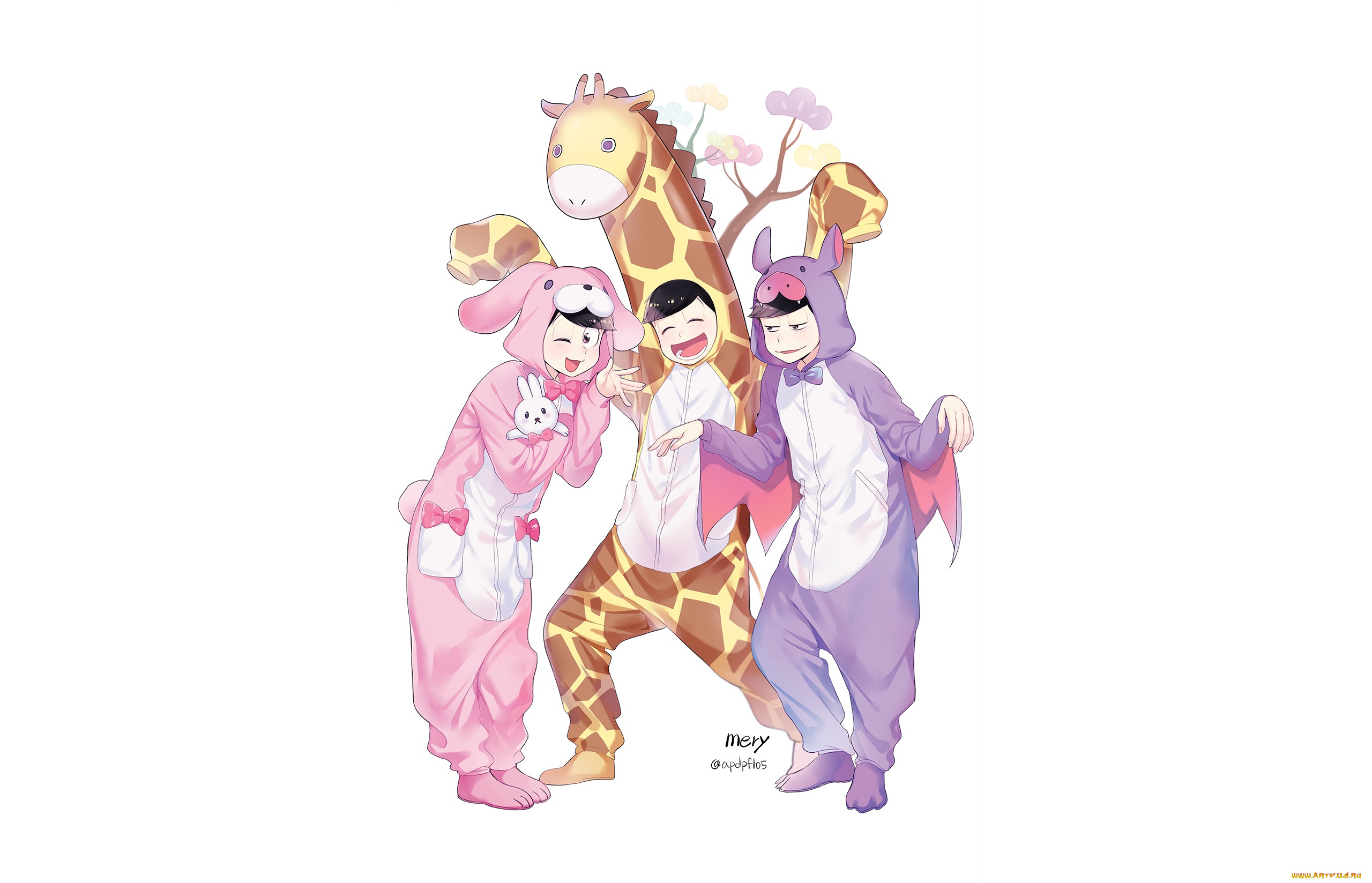 аниме, osomatsu-san, парни