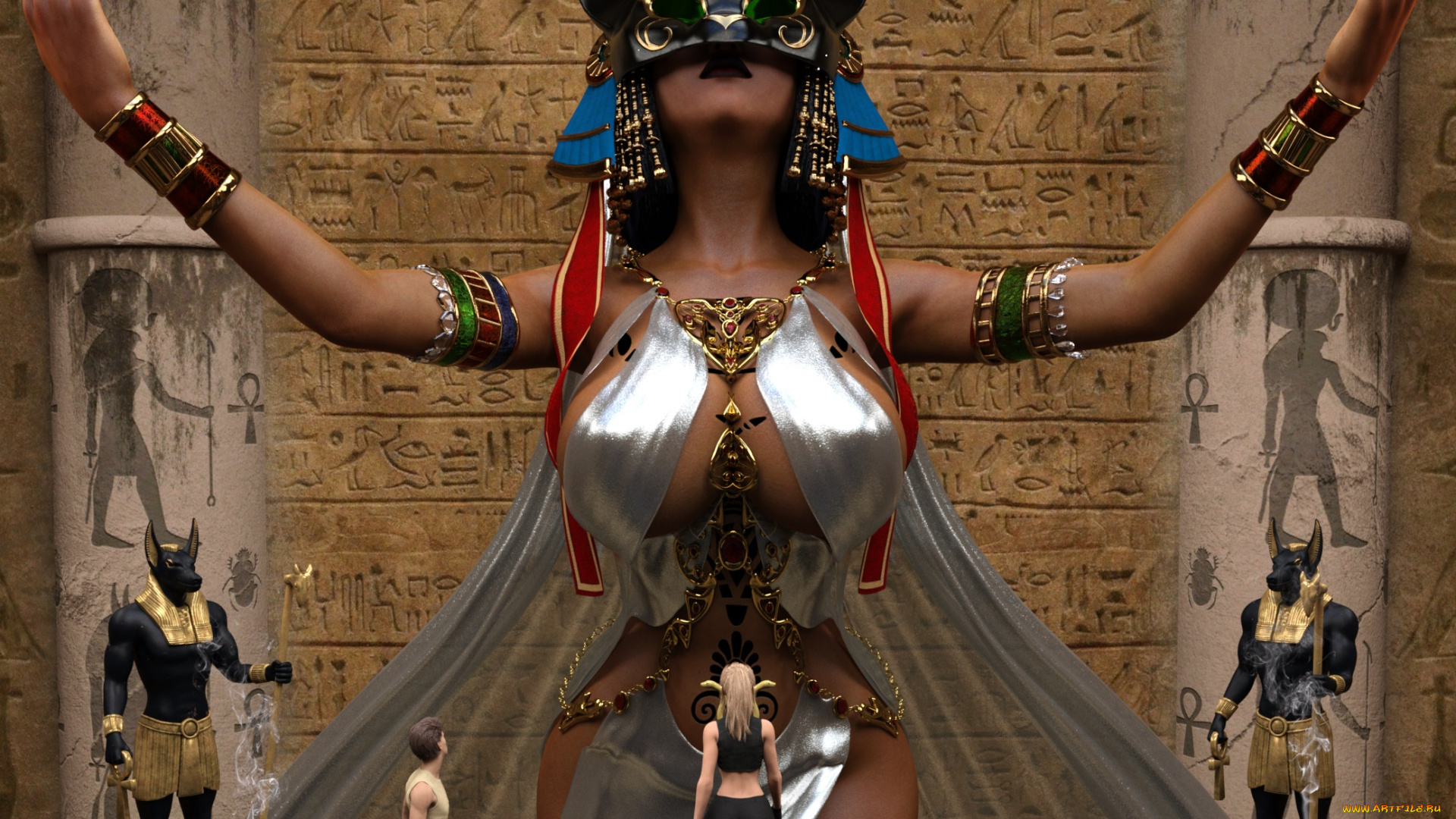 3д, графика, фантазия, , fantasy, фон, девушка, взгляд