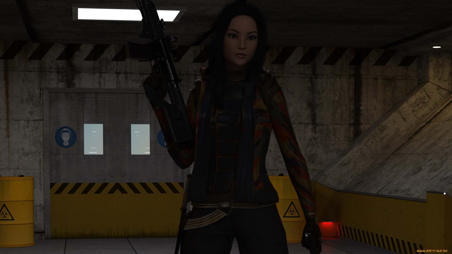 3д, графика, фантазия, , fantasy, фон, взгляд, девушка, оружие