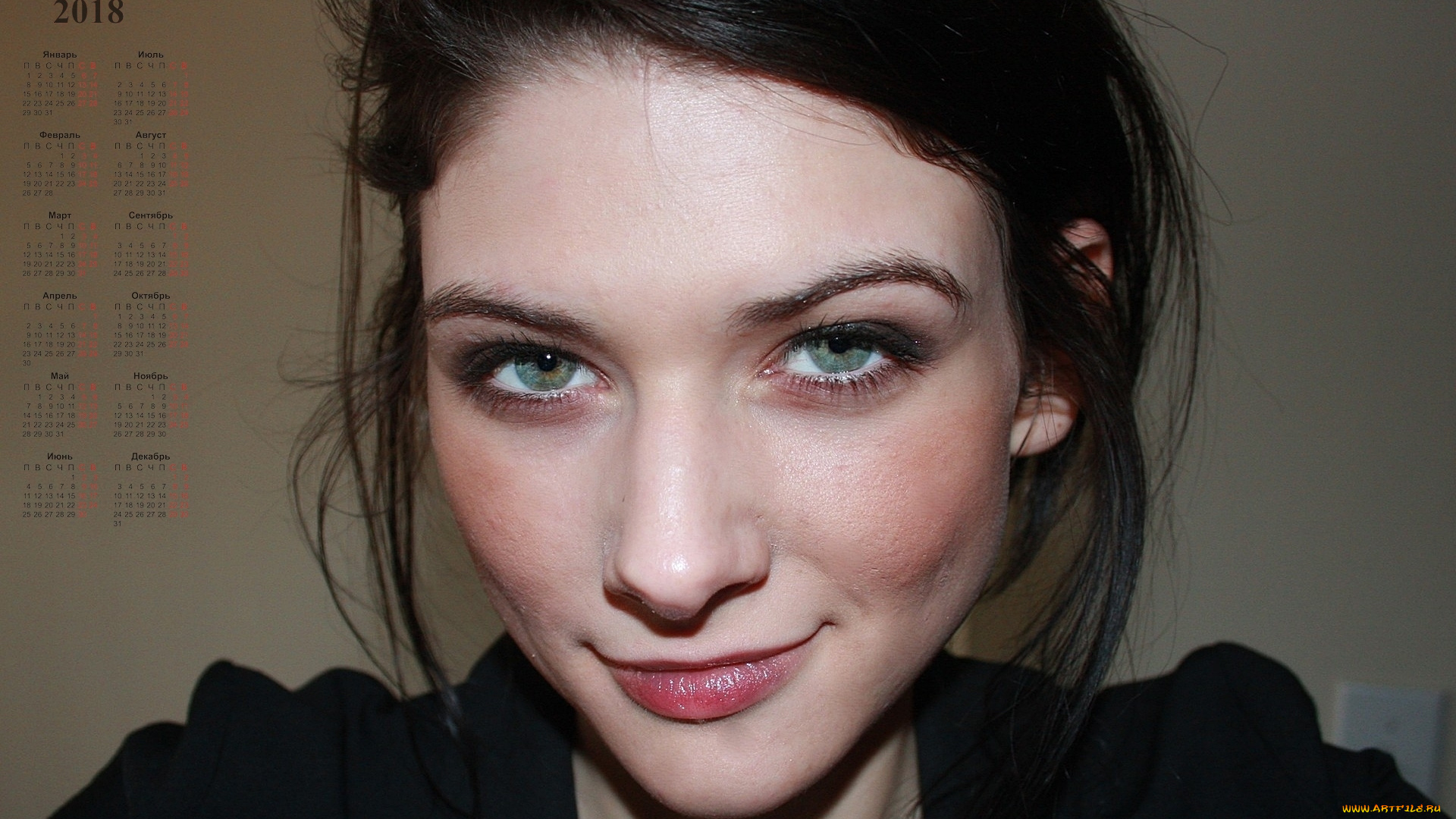 календари, девушки, лицо, взгляд, 2018