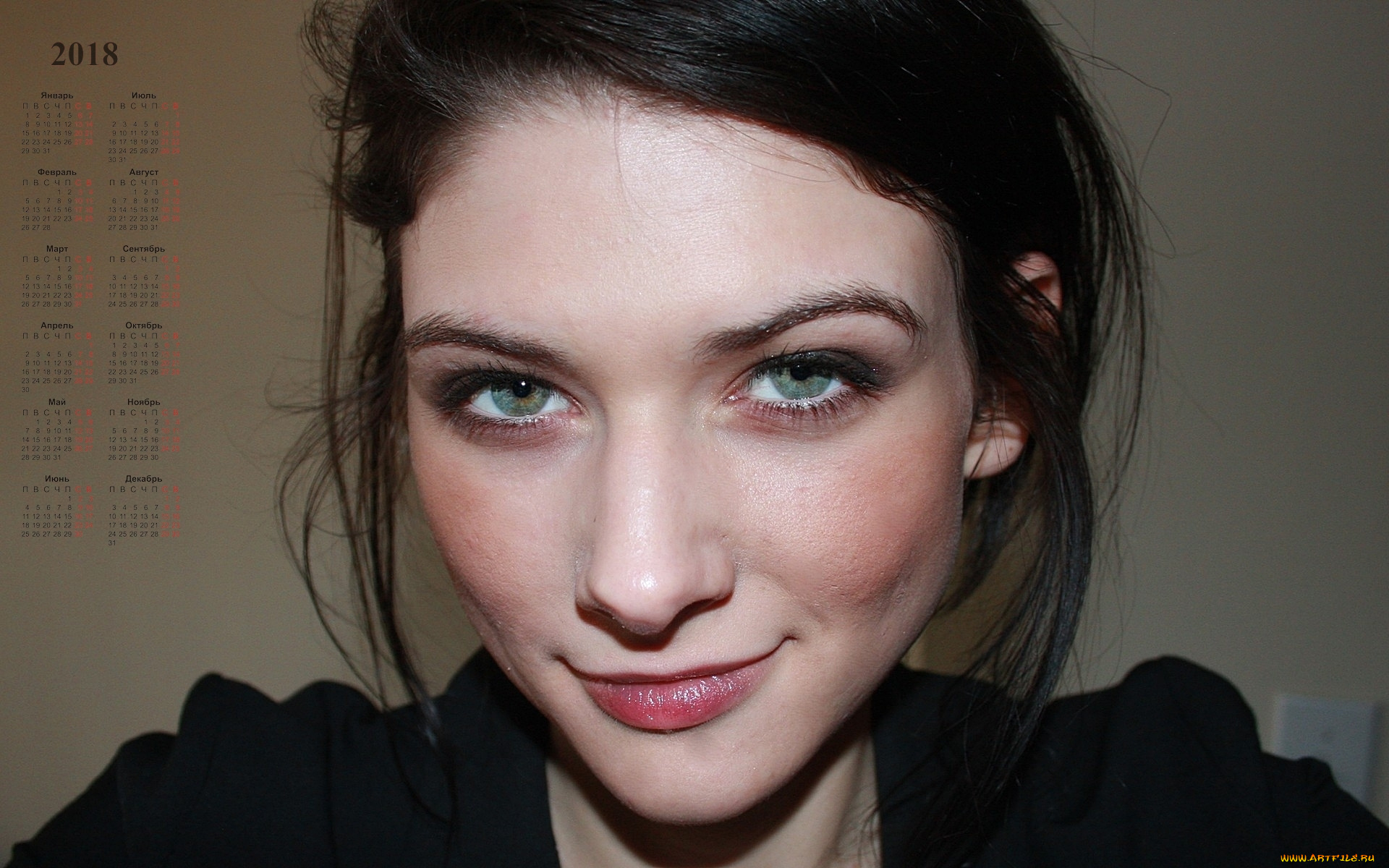 календари, девушки, лицо, взгляд, 2018