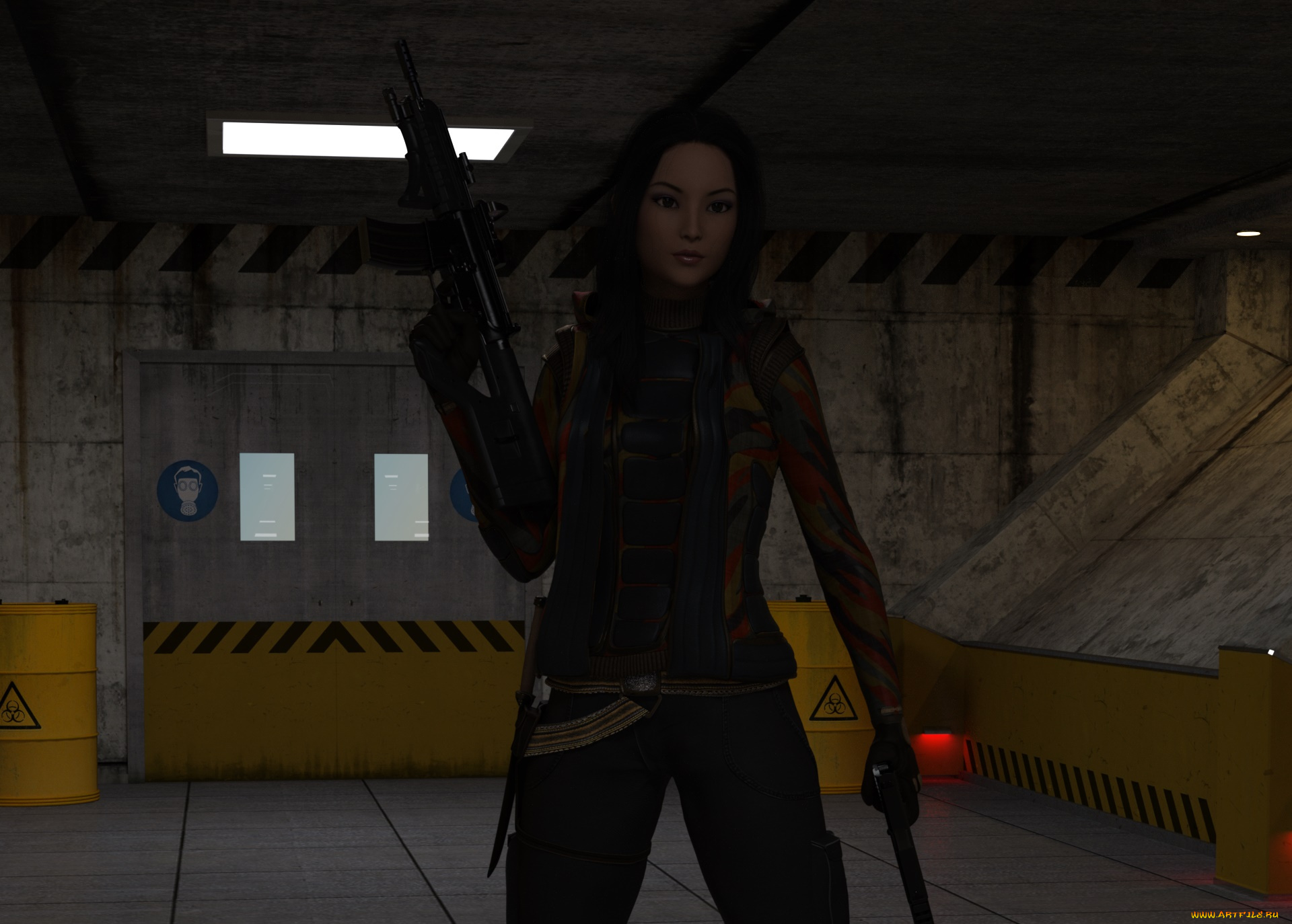 3д, графика, фантазия, , fantasy, фон, взгляд, девушка, оружие