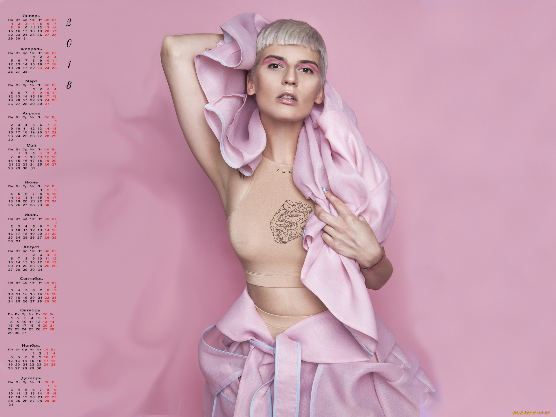 календари, девушки, 2018, взгляд