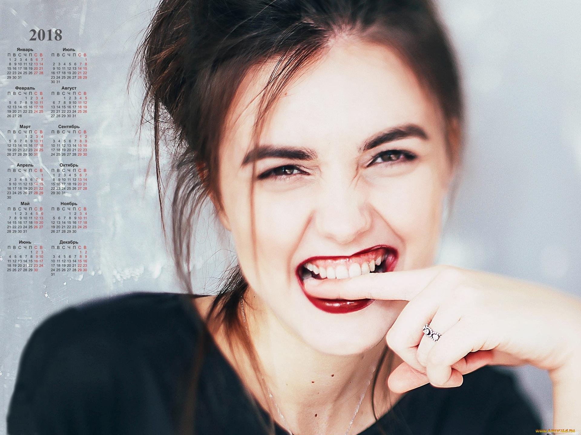 календари, девушки, улыбка, 2018, лицо, взгляд