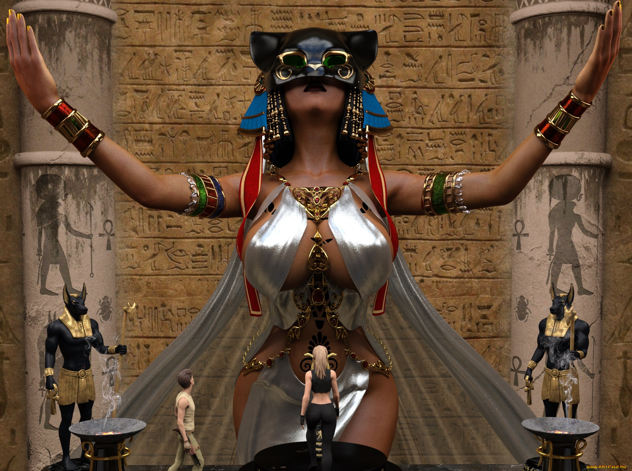 3д, графика, фантазия, , fantasy, фон, девушка, взгляд