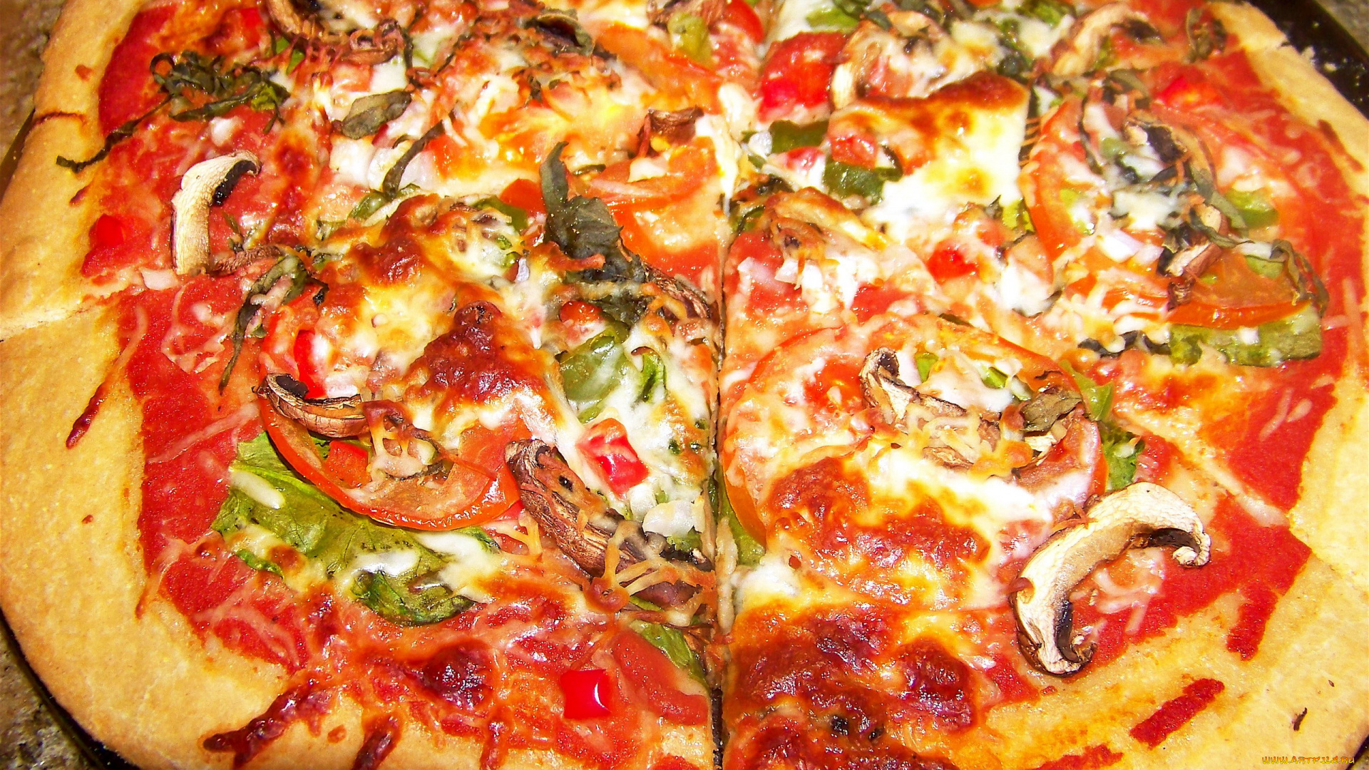 еда, пицца, сыр, грибы