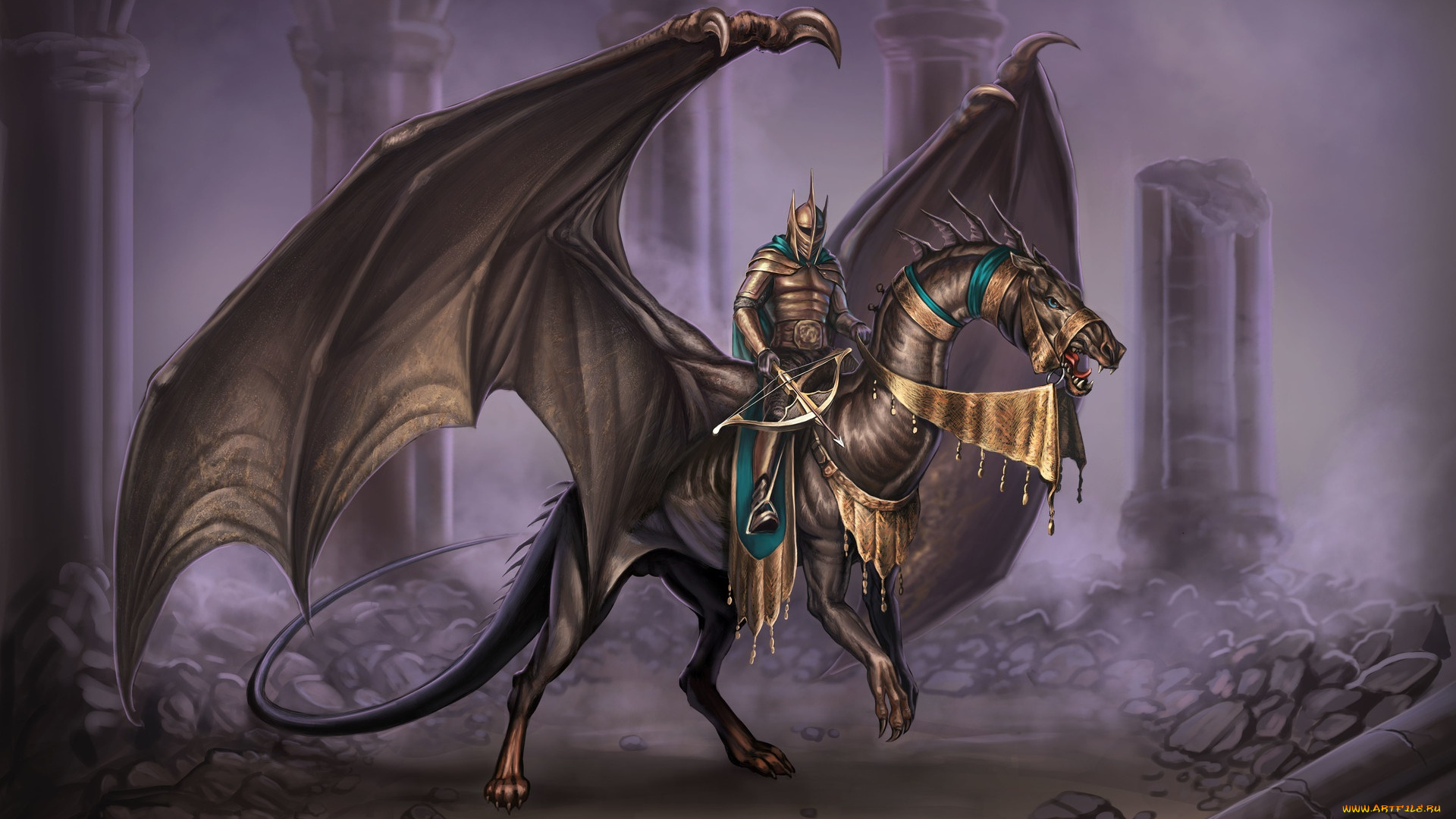 фэнтези, существа, дракон, крылья, Чудовище, fantasy, art, рыцарь