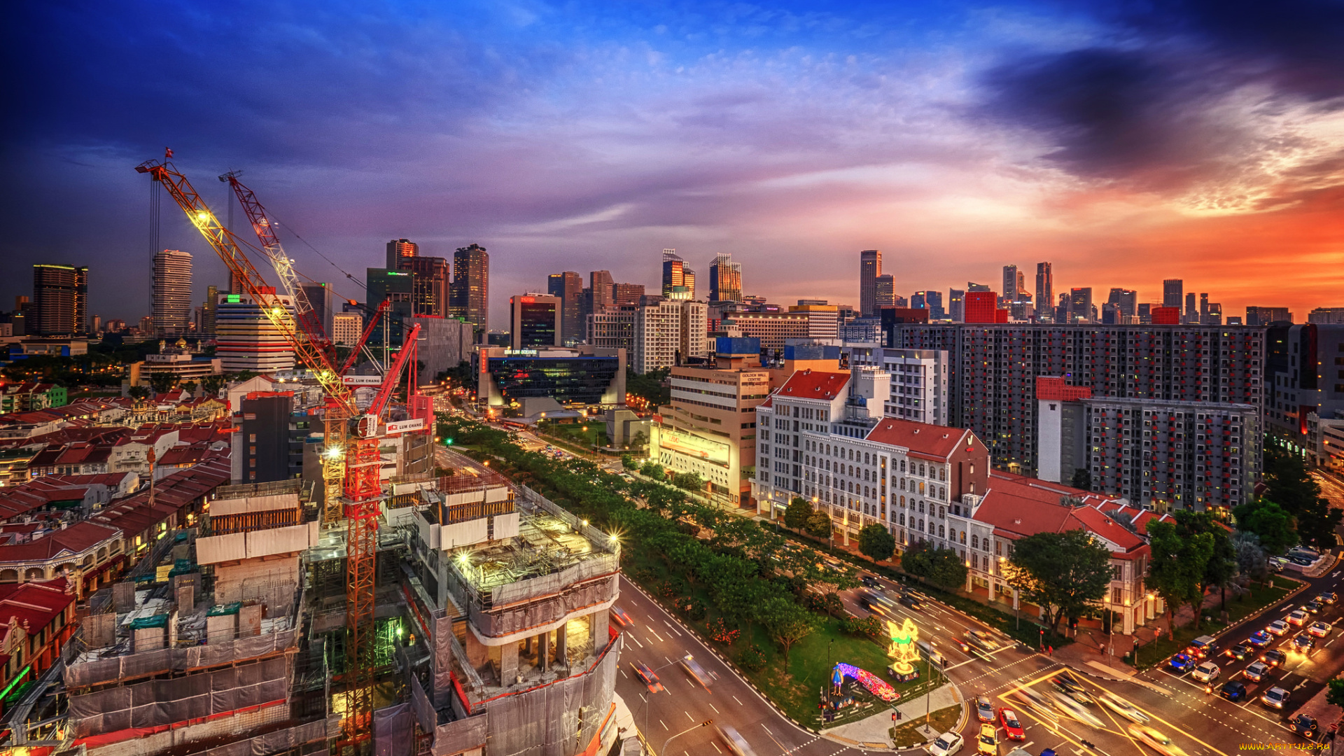 города, -, огни, ночного, города, простор