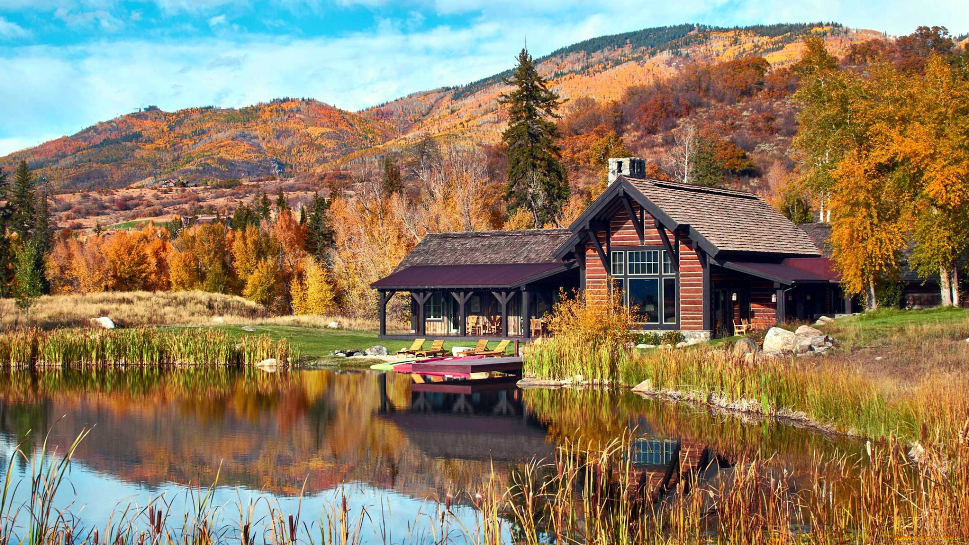 города, -, здания, , дома, река, горы, дом