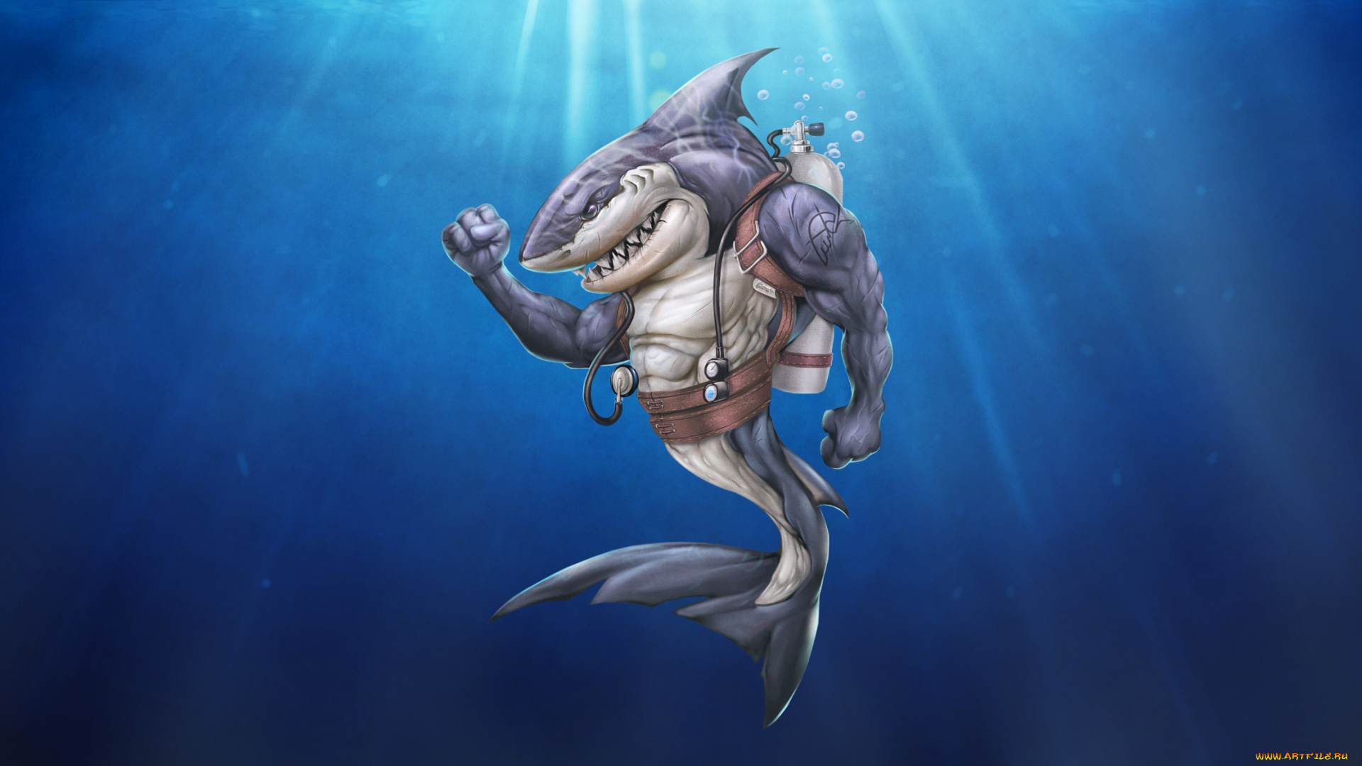 рисованное, комиксы, стиль, акула, shark, fantasy, арт, illustration, characters, science, fiction, creatures