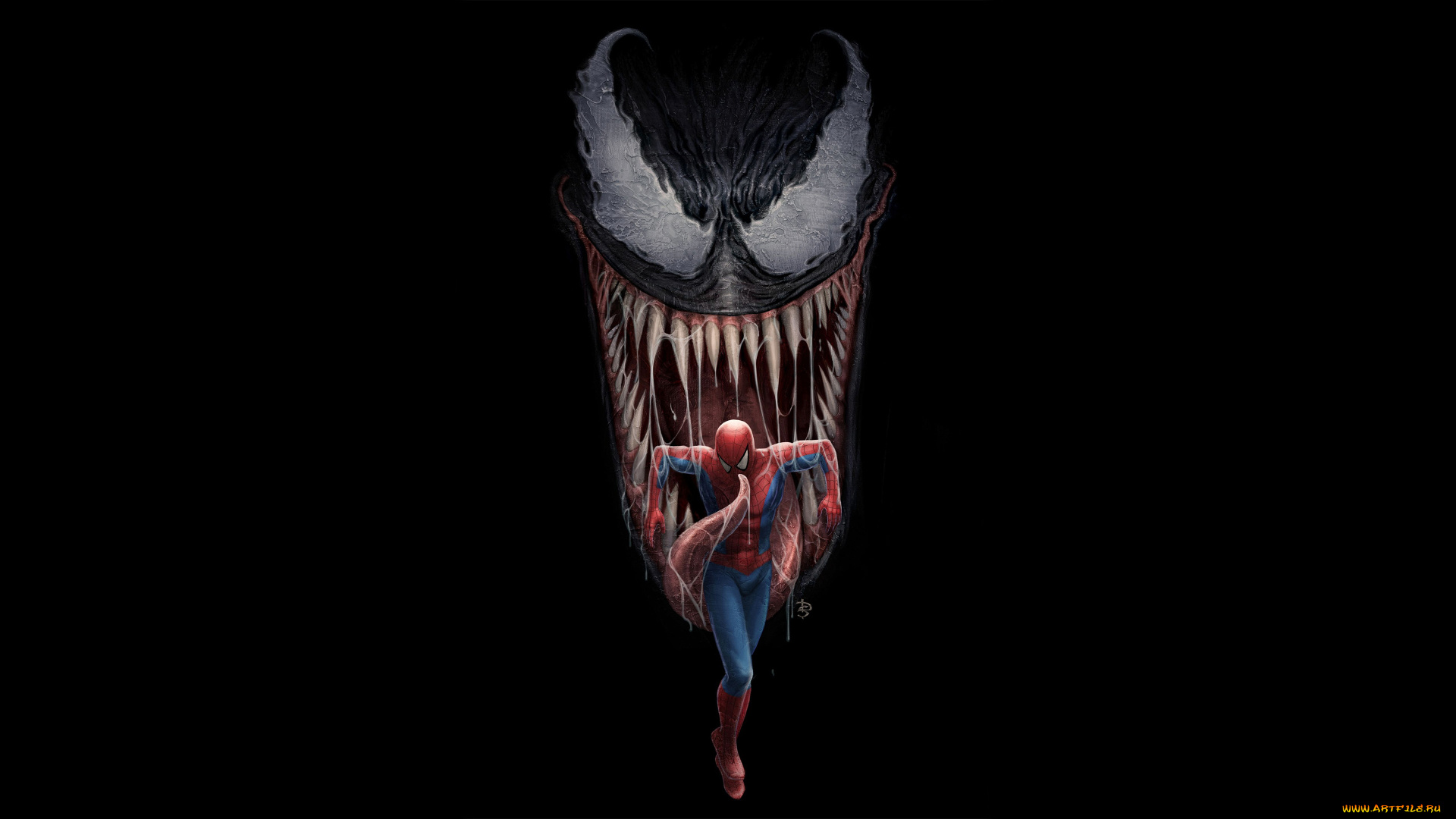 рисованное, комиксы, веном, человек, паук