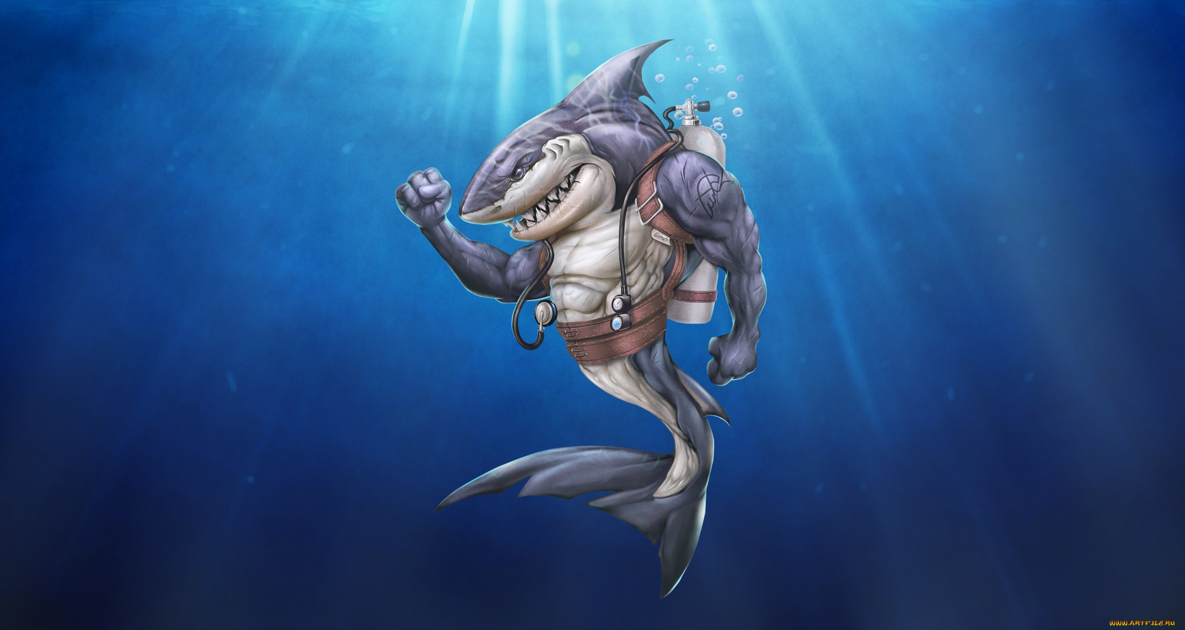 рисованное, комиксы, стиль, акула, shark, fantasy, арт, illustration, characters, science, fiction, creatures