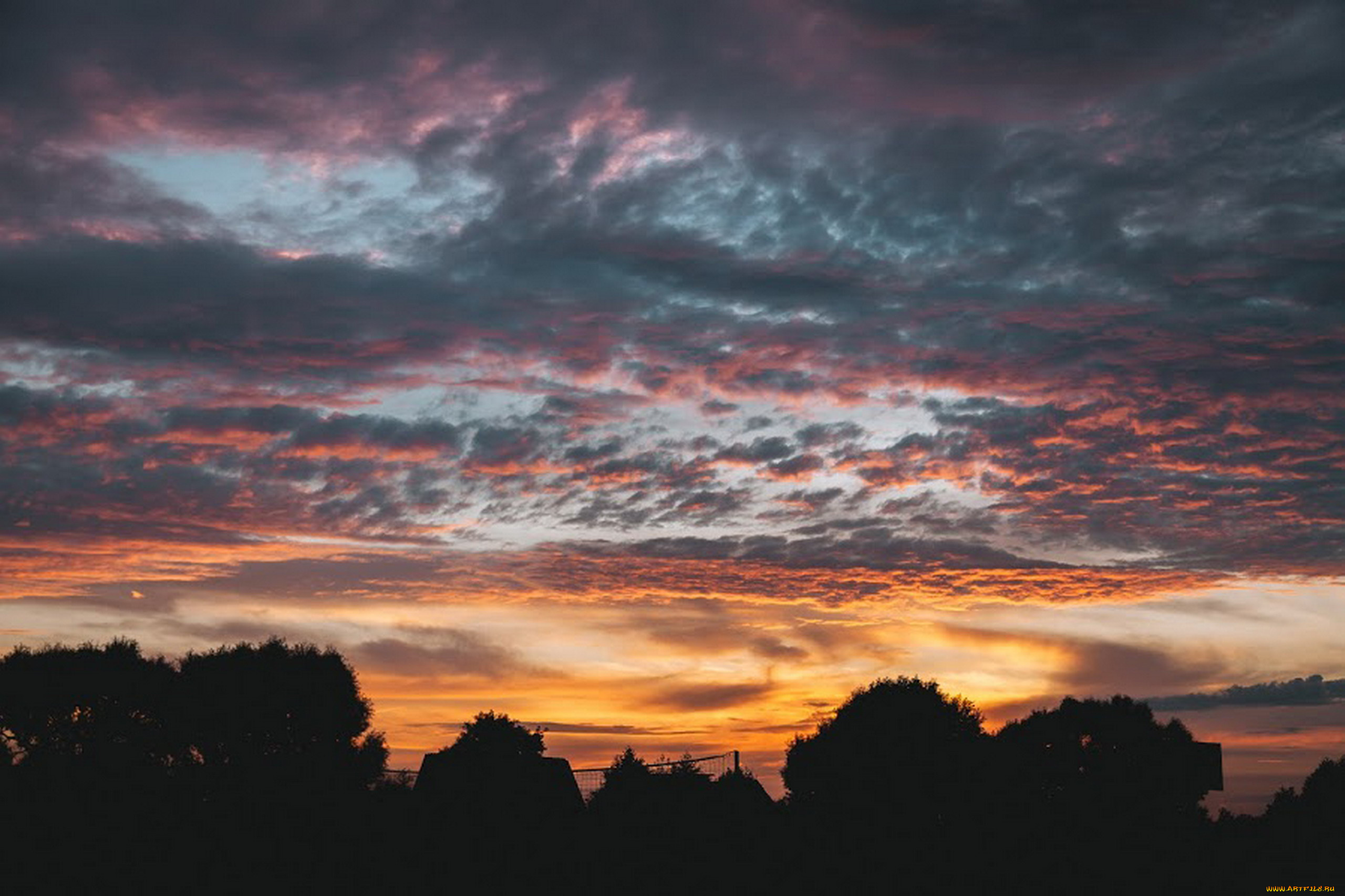 природа, облака, закат, вечер