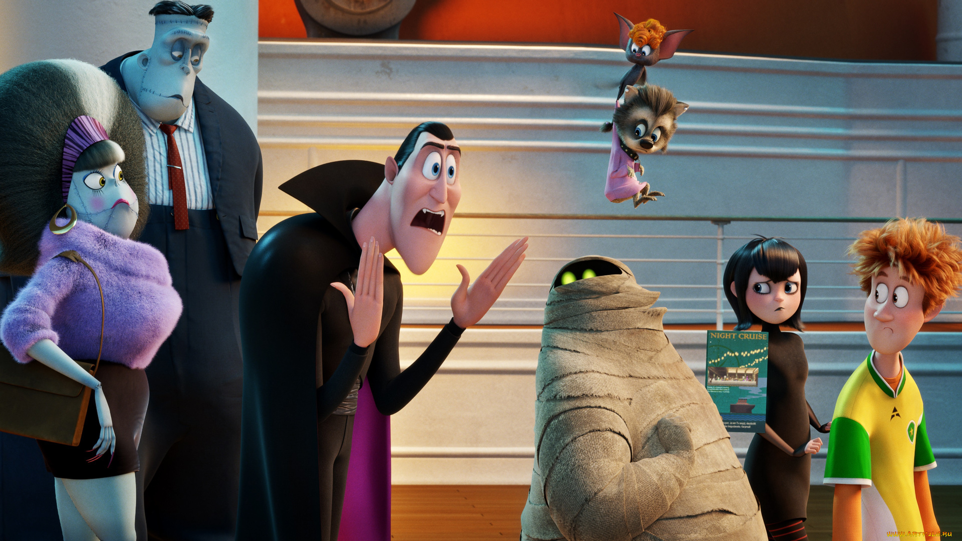 мультфильмы, hotel, transylvania, 3, путешествие, очередь, монстры