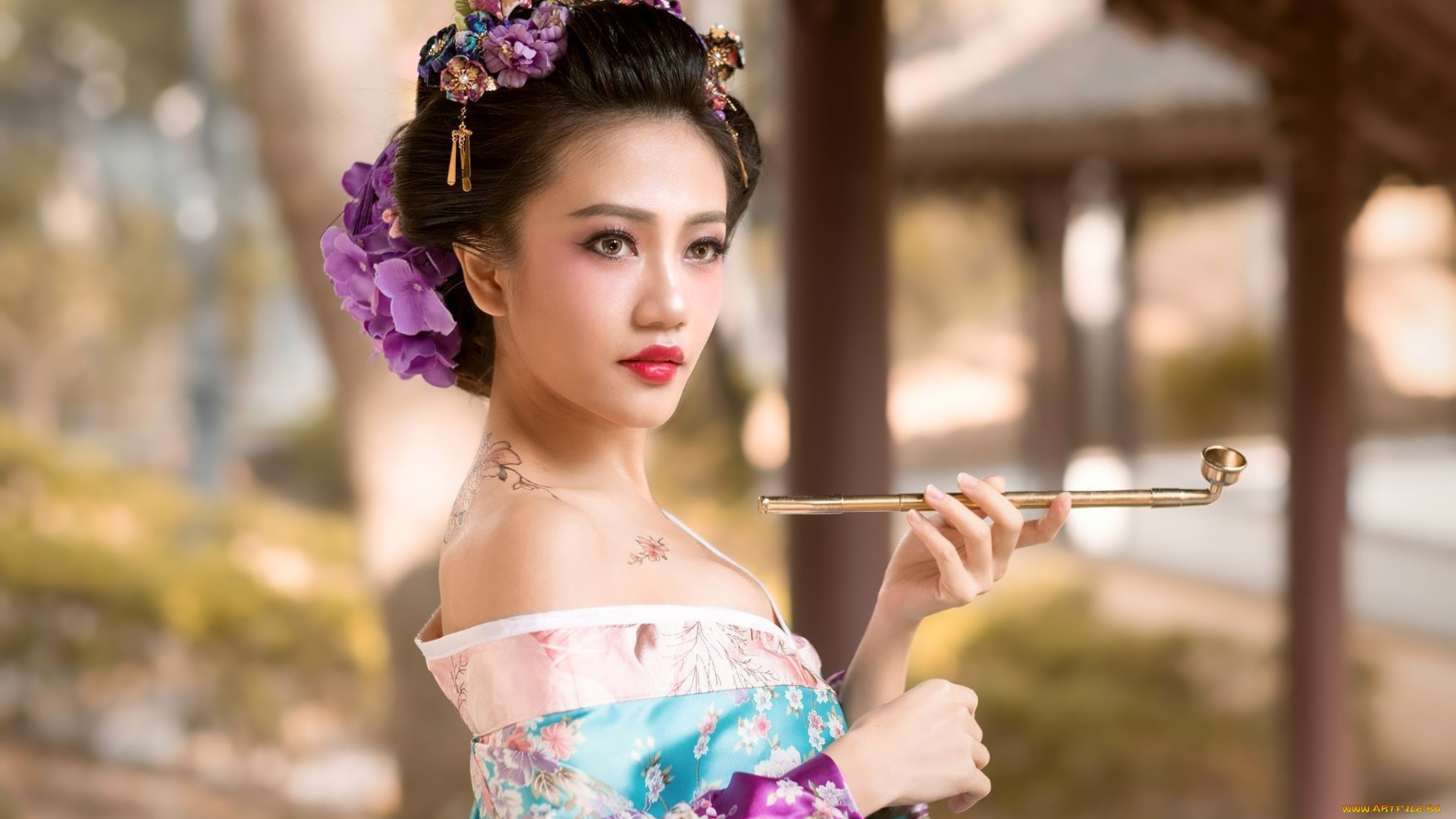 девушки, -, азиатки, гейша