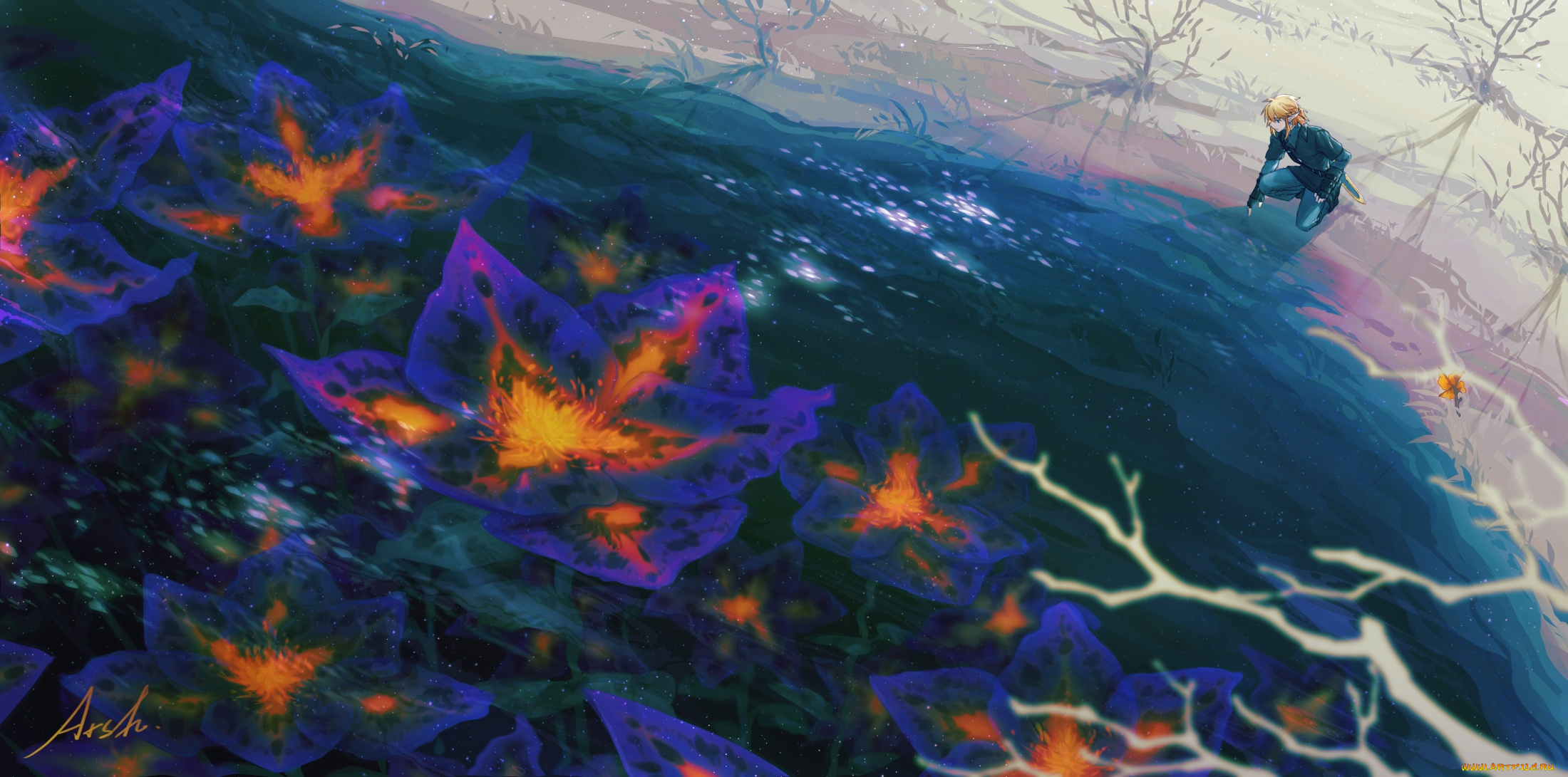 видео, игры, the, legend, of, zelda, линк, цветы