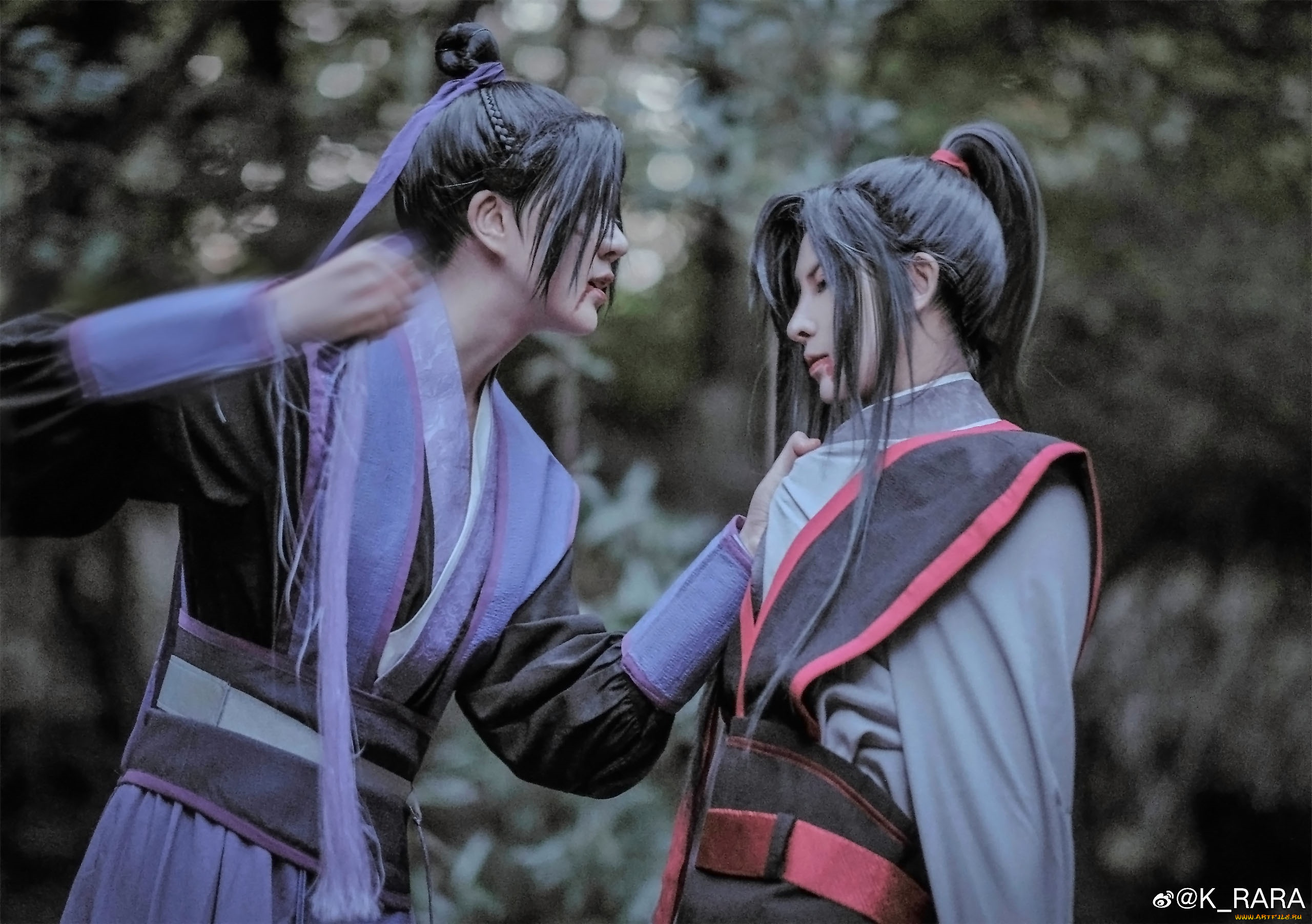 девушки, -, креатив, , косплей, цзян, чэн, вэй, усянь, драка, дождь