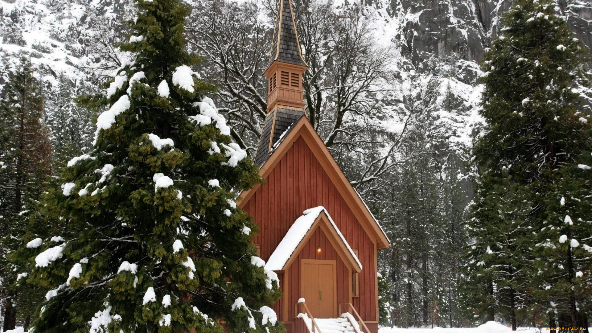 города, -, католические, соборы, , костелы, , аббатства, часовня, елки, зима, снег