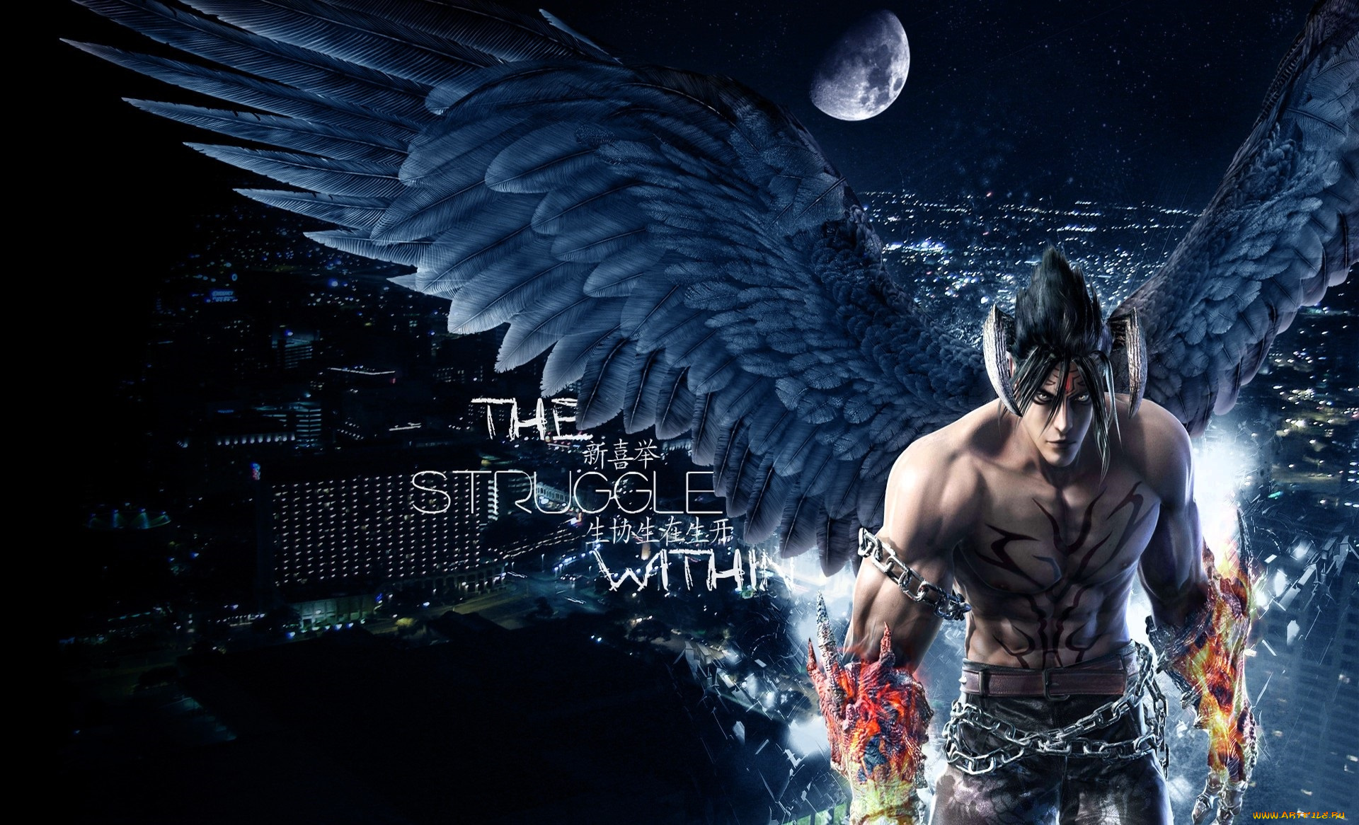 видео, игры, tekken, 6, персонаж, крылья, город