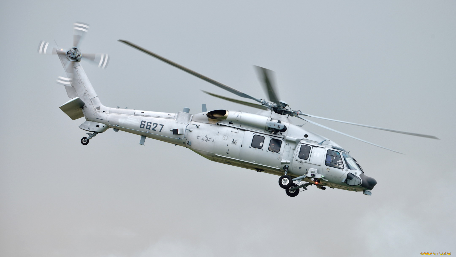 авиация, вертолёты, ввс, китая, z20, военная, машина, небо, военный, полет, вид, сбоку, китай