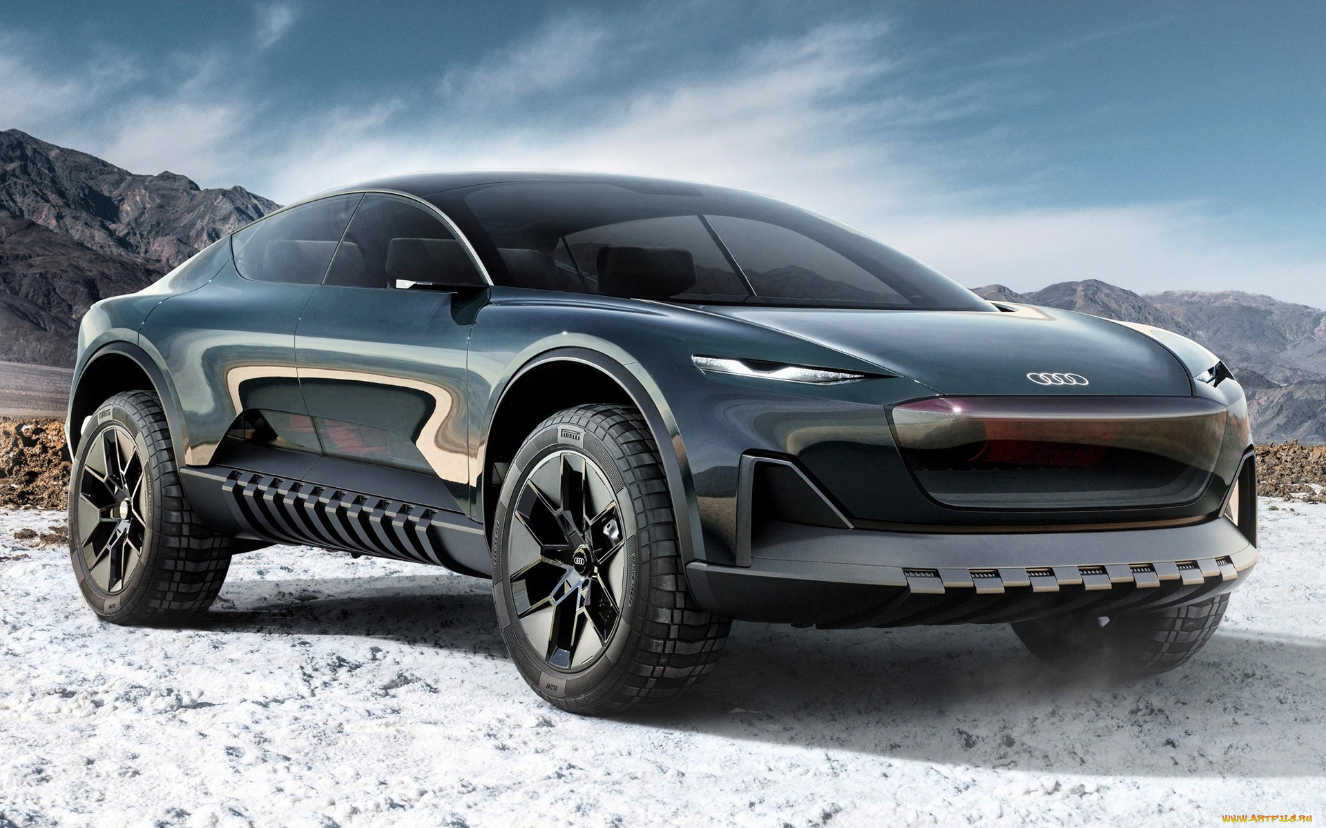 автомобили, audi, темный, небо, горы