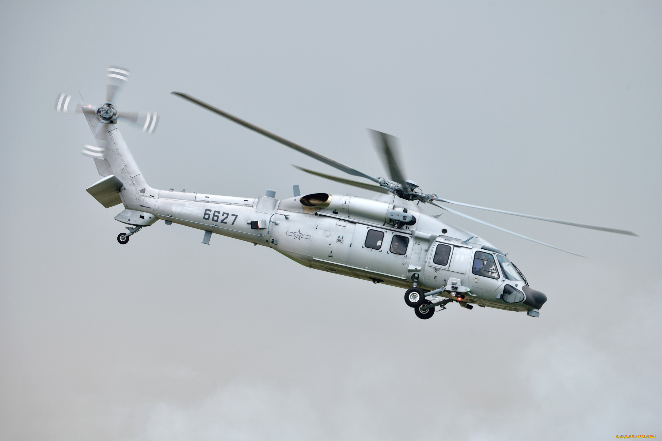 авиация, вертолёты, ввс, китая, z20, военная, машина, небо, военный, полет, вид, сбоку, китай