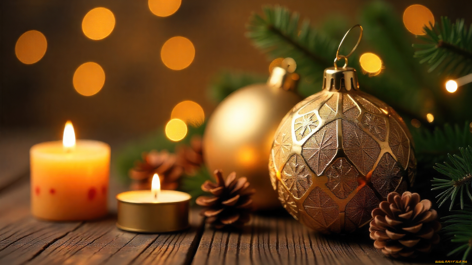 праздничные, новогодние, свечи, новогодняя